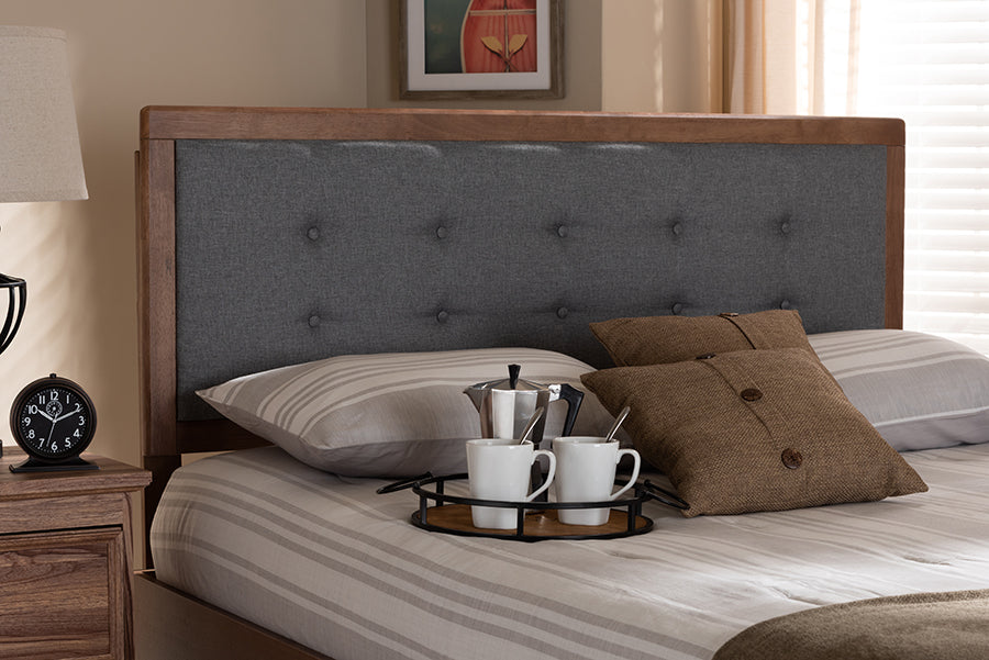 Sarine Mid-Century Modern Fabric Upholstered Finished Wood Headboard