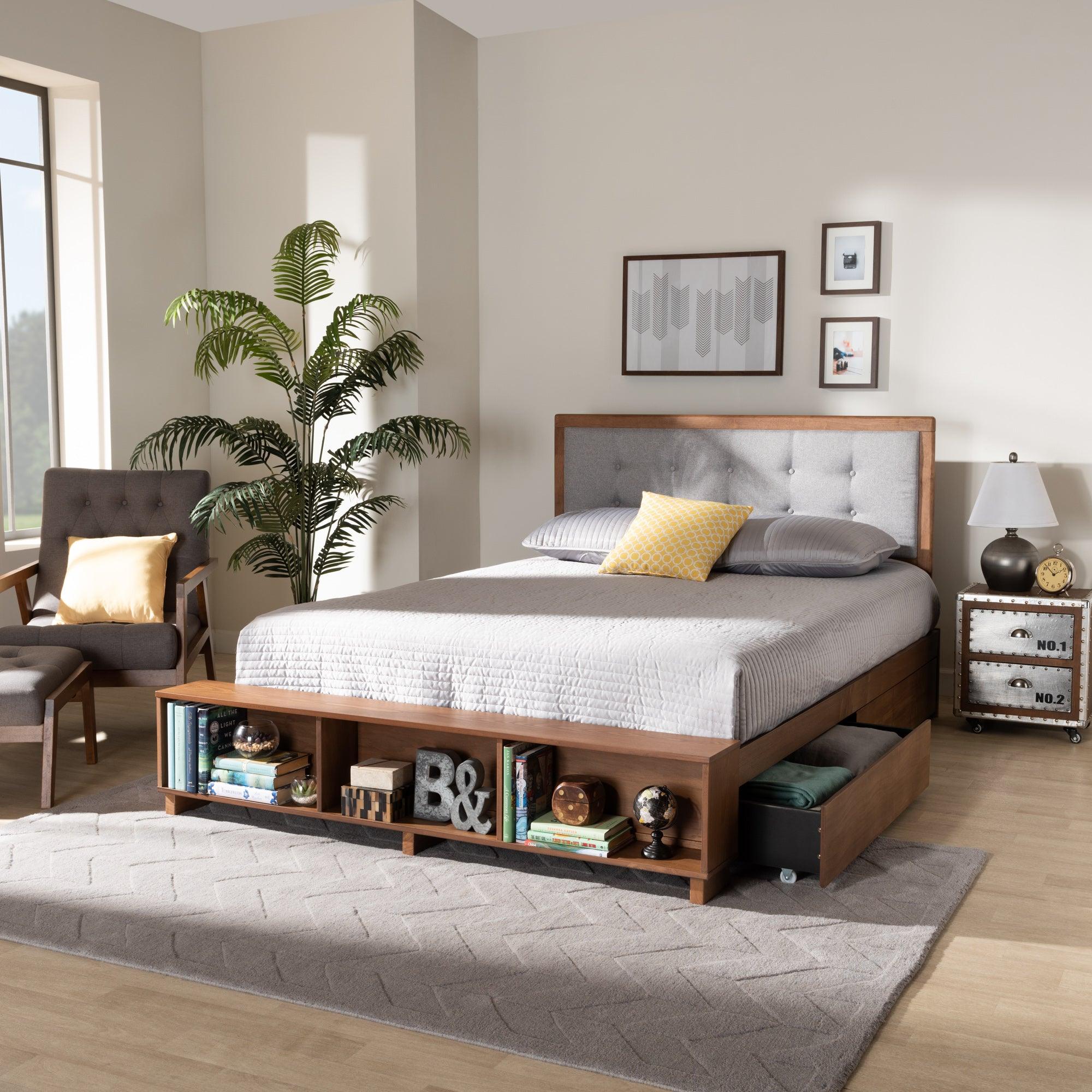 Cosma Modern Transitional Ash Finished Wood 4-Drawer Platform Storage Bed