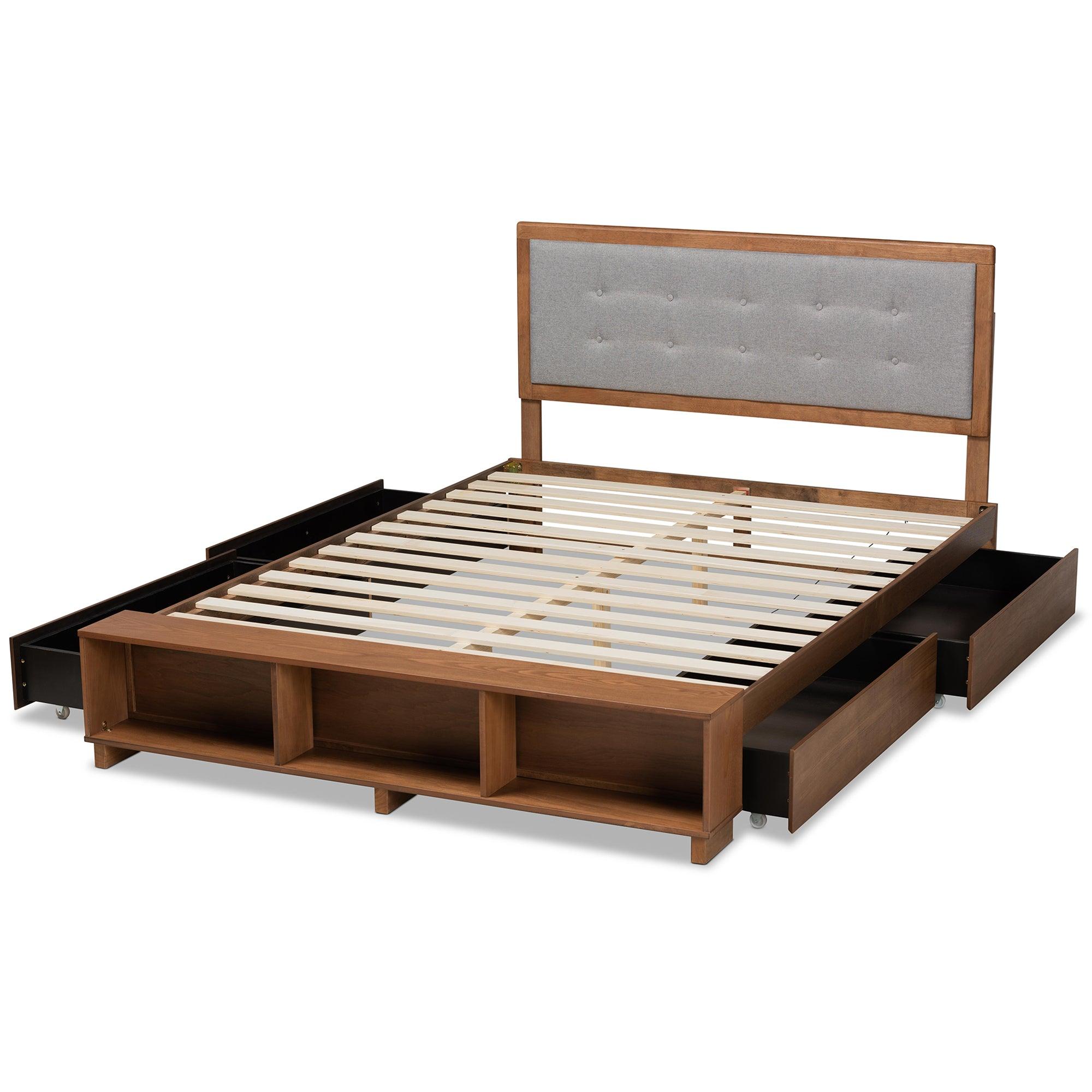 Cosma Modern Transitional Ash Finished Wood 4-Drawer Platform Storage Bed