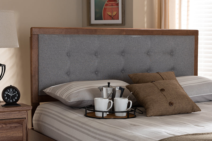 Sarine Mid-Century Modern Fabric Upholstered Finished Wood Headboard