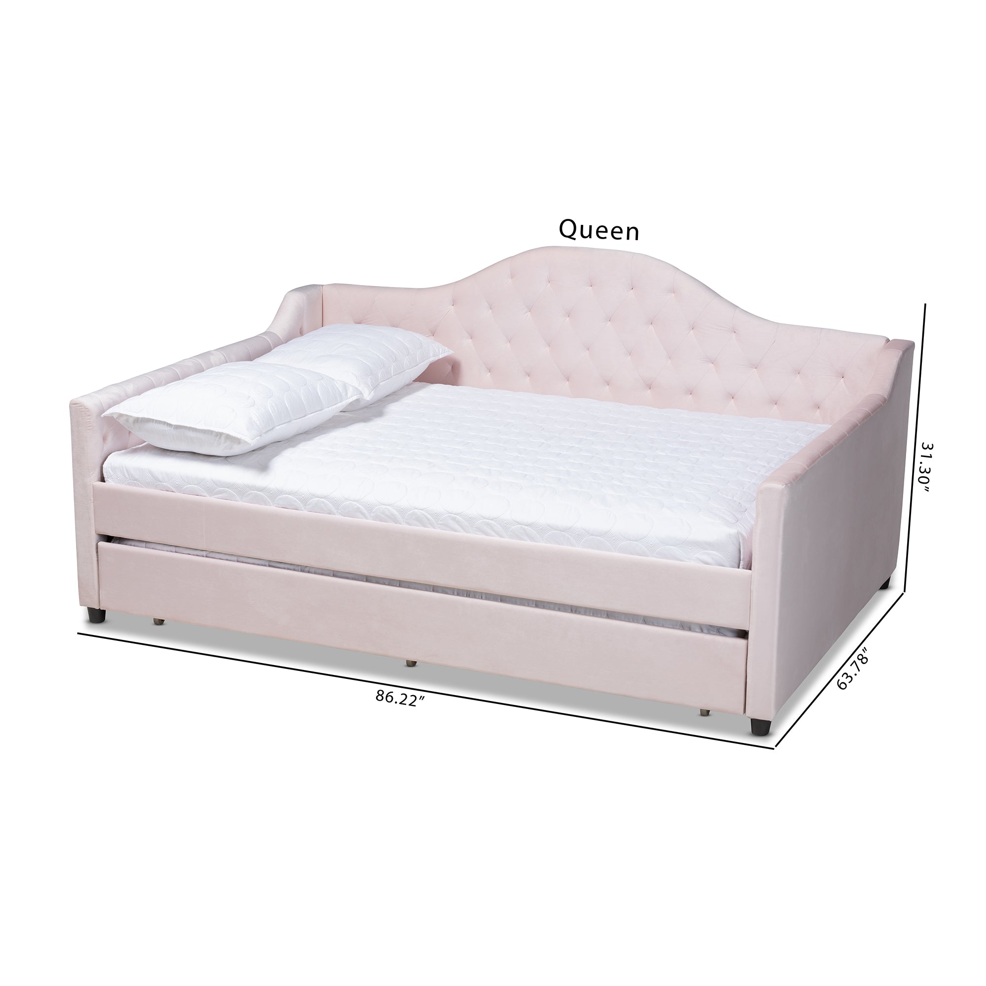 Perry Modern and Contemporary Light Velvet Fabric Upholstered and Button Tufted Daybed