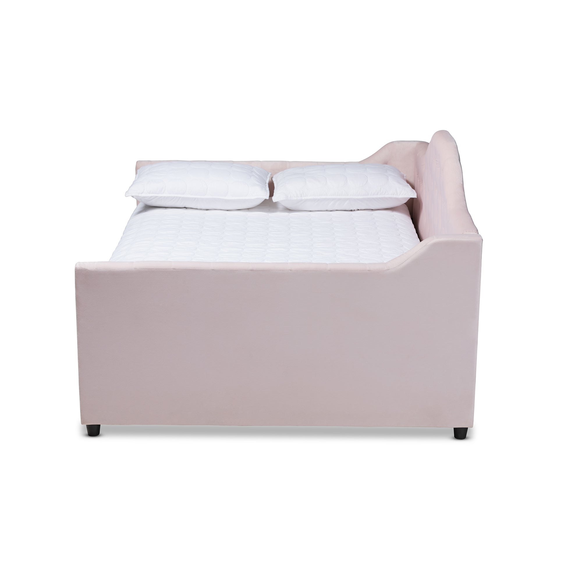 Perry Modern and Contemporary Light Velvet Fabric Upholstered and Button Tufted Daybed