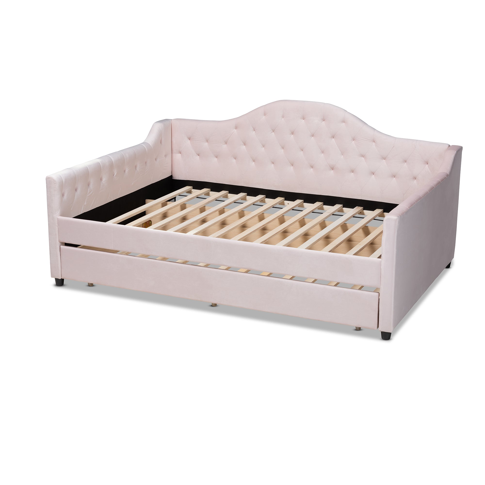 Perry Modern and Contemporary Light Velvet Fabric Upholstered and Button Tufted Daybed
