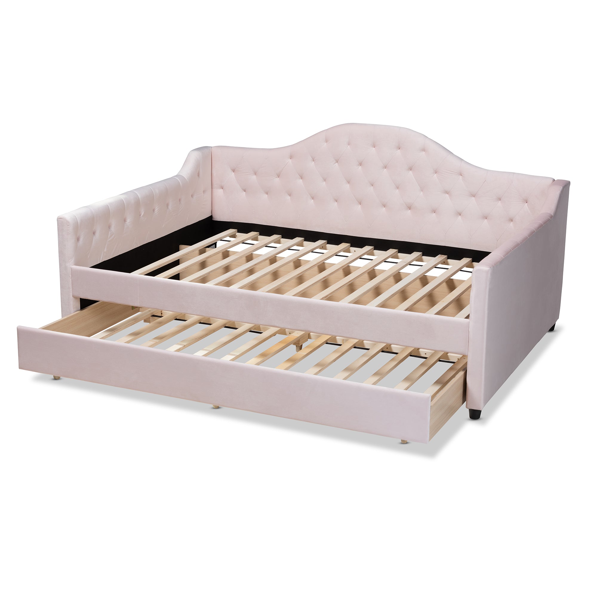 Perry Modern and Contemporary Light Velvet Fabric Upholstered and Button Tufted Daybed