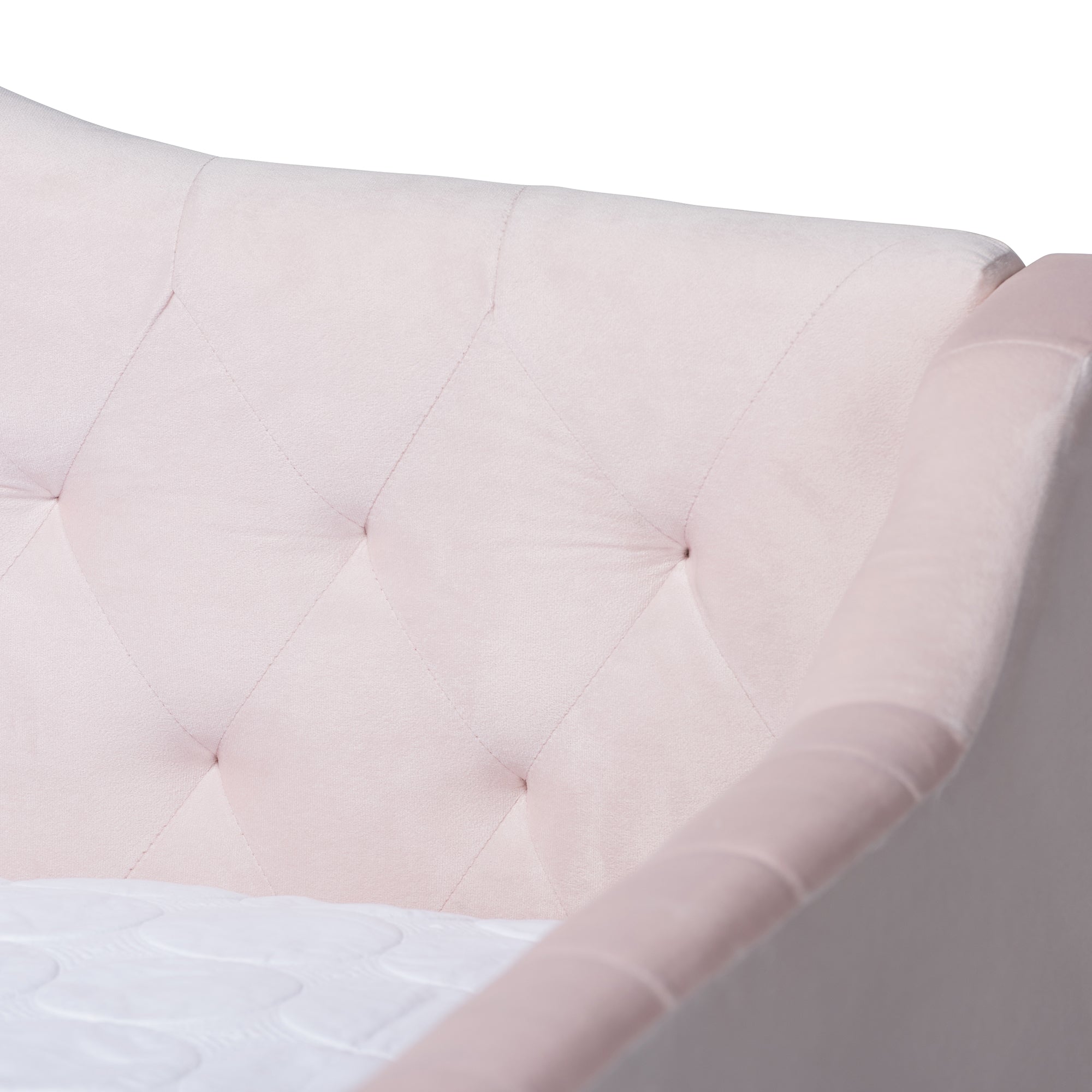 Perry Modern and Contemporary Light Velvet Fabric Upholstered and Button Tufted Daybed