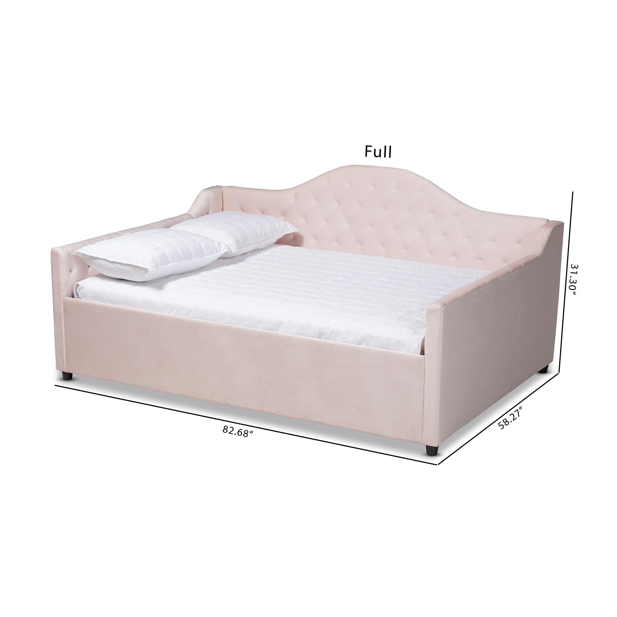 Perry Modern and Contemporary Light Velvet Fabric Upholstered and Button Tufted Daybed
