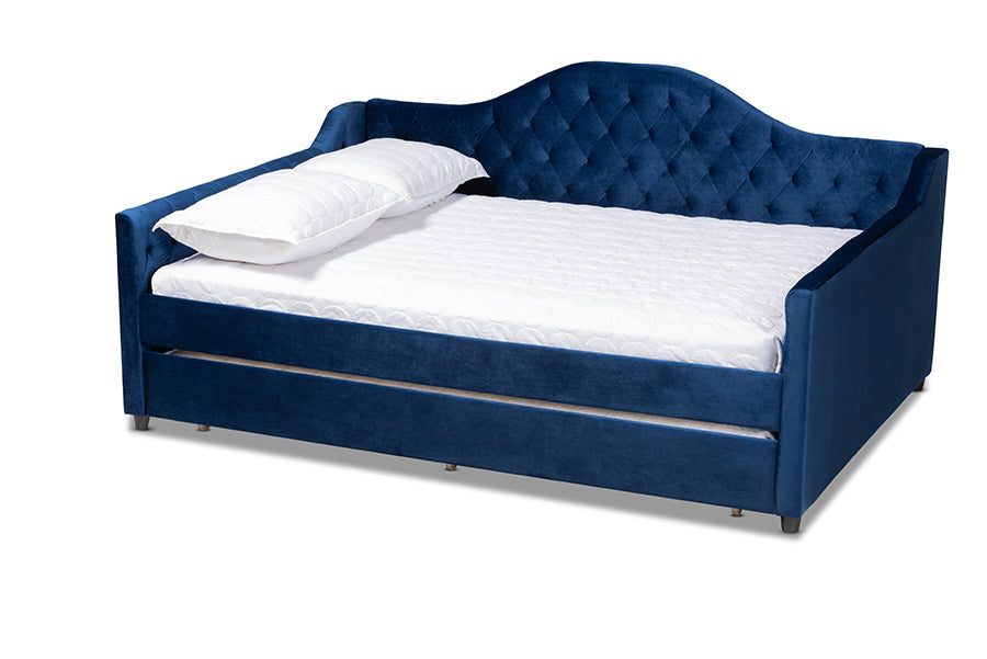 Perry Modern and Contemporary Royal Velvet Fabric Upholstered and Button Tufted Daybed