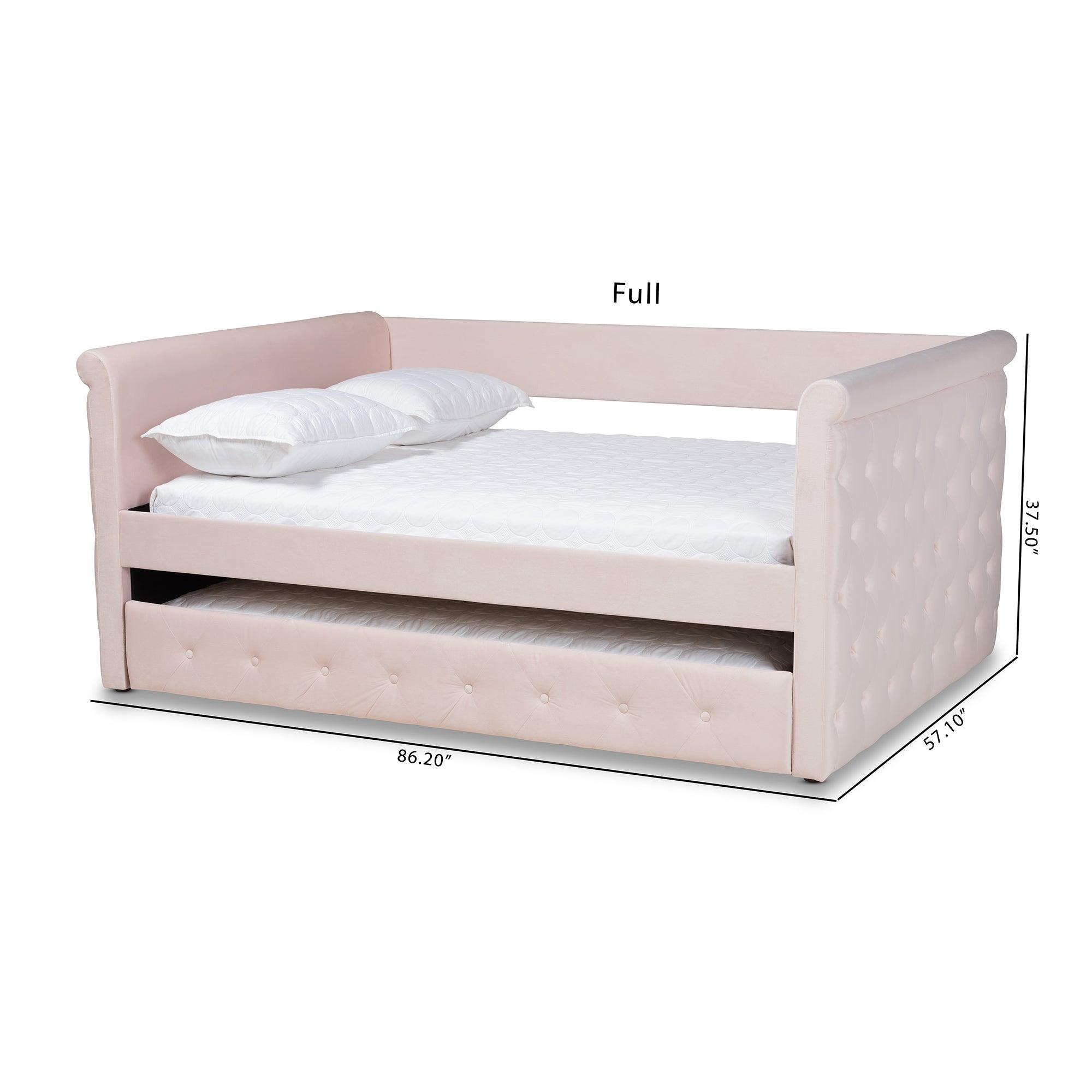 Amaya Modern and Contemporary Light Velvet Fabric Upholstered Daybed