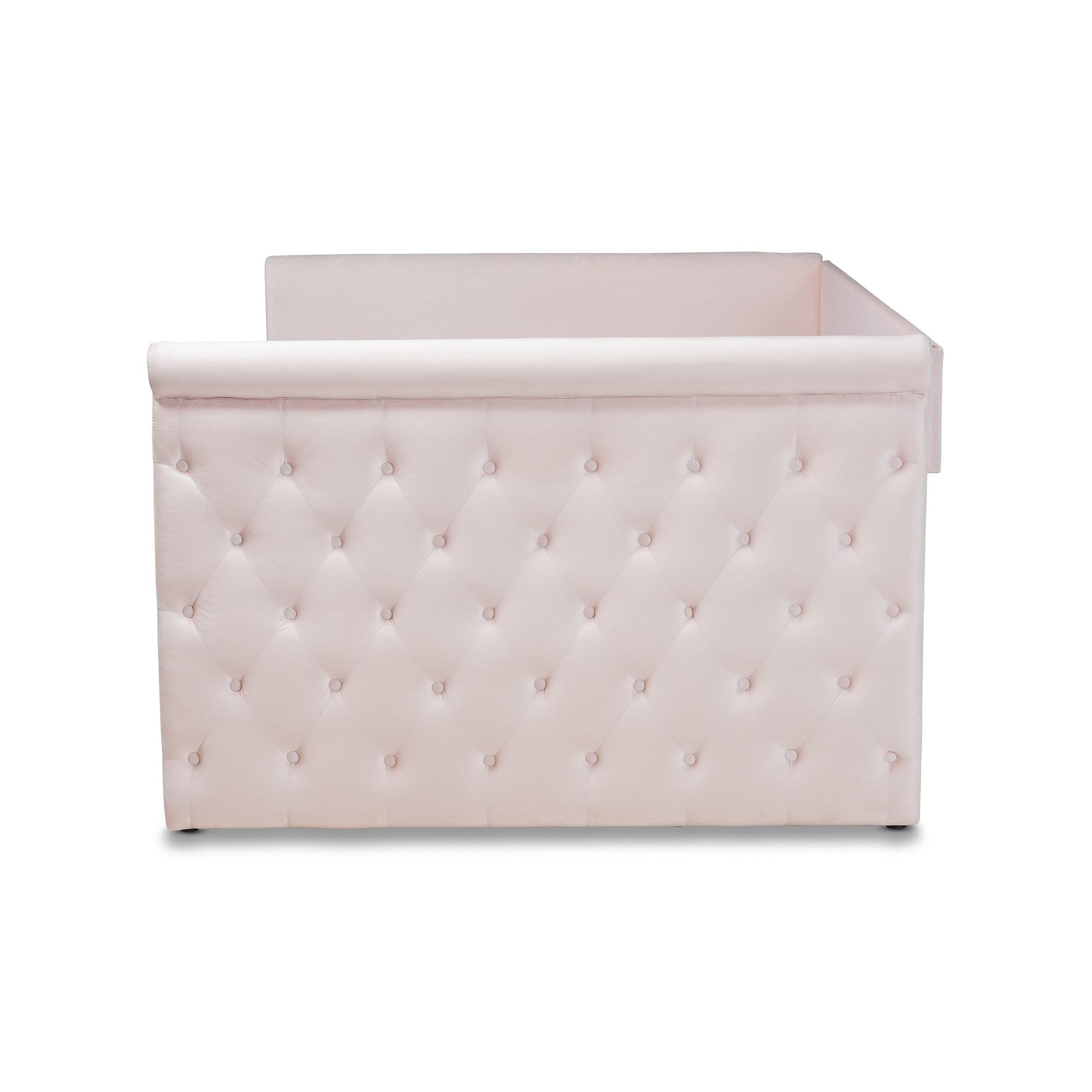 Amaya Modern and Contemporary Light Velvet Fabric Upholstered Daybed