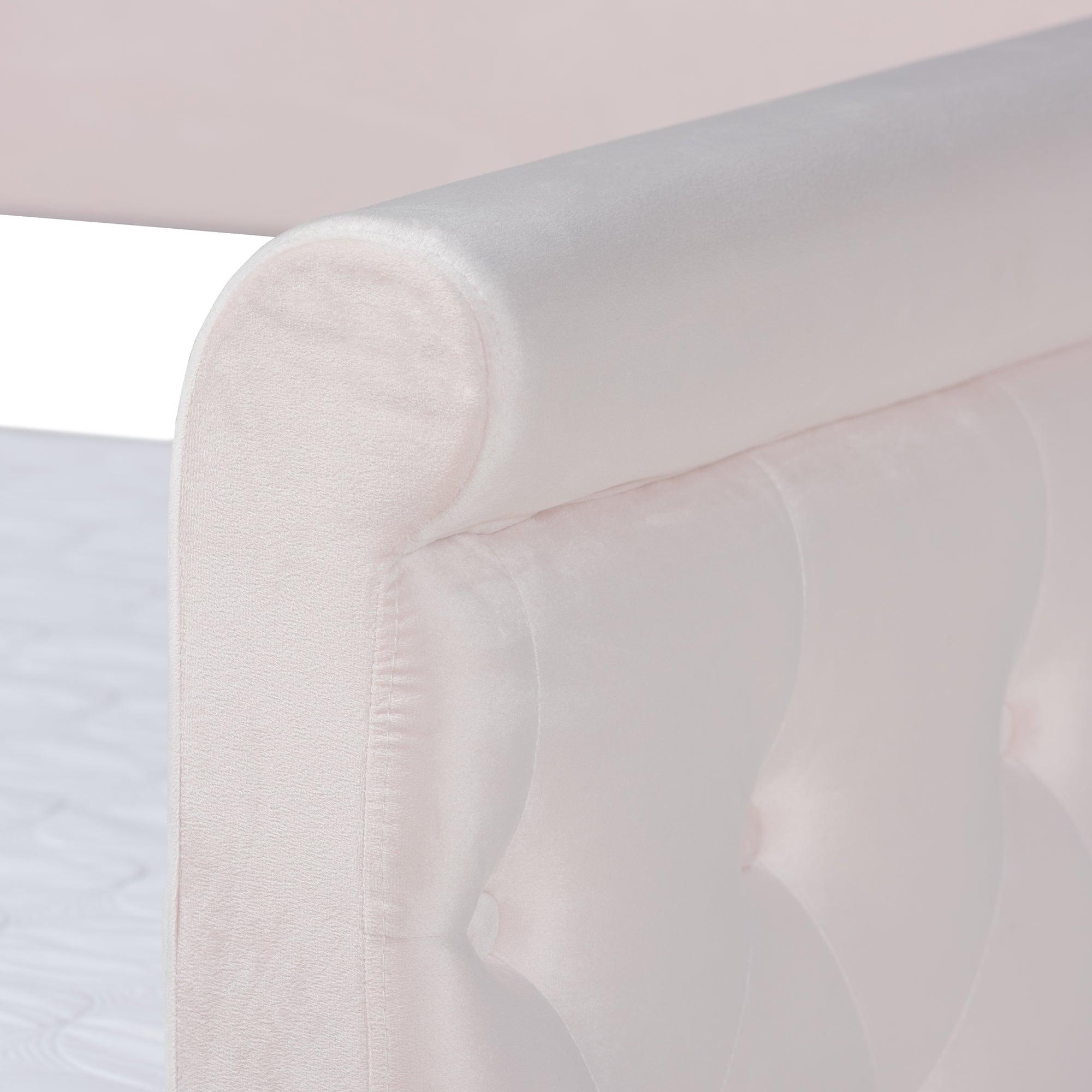 Amaya Modern and Contemporary Light Velvet Fabric Upholstered Daybed