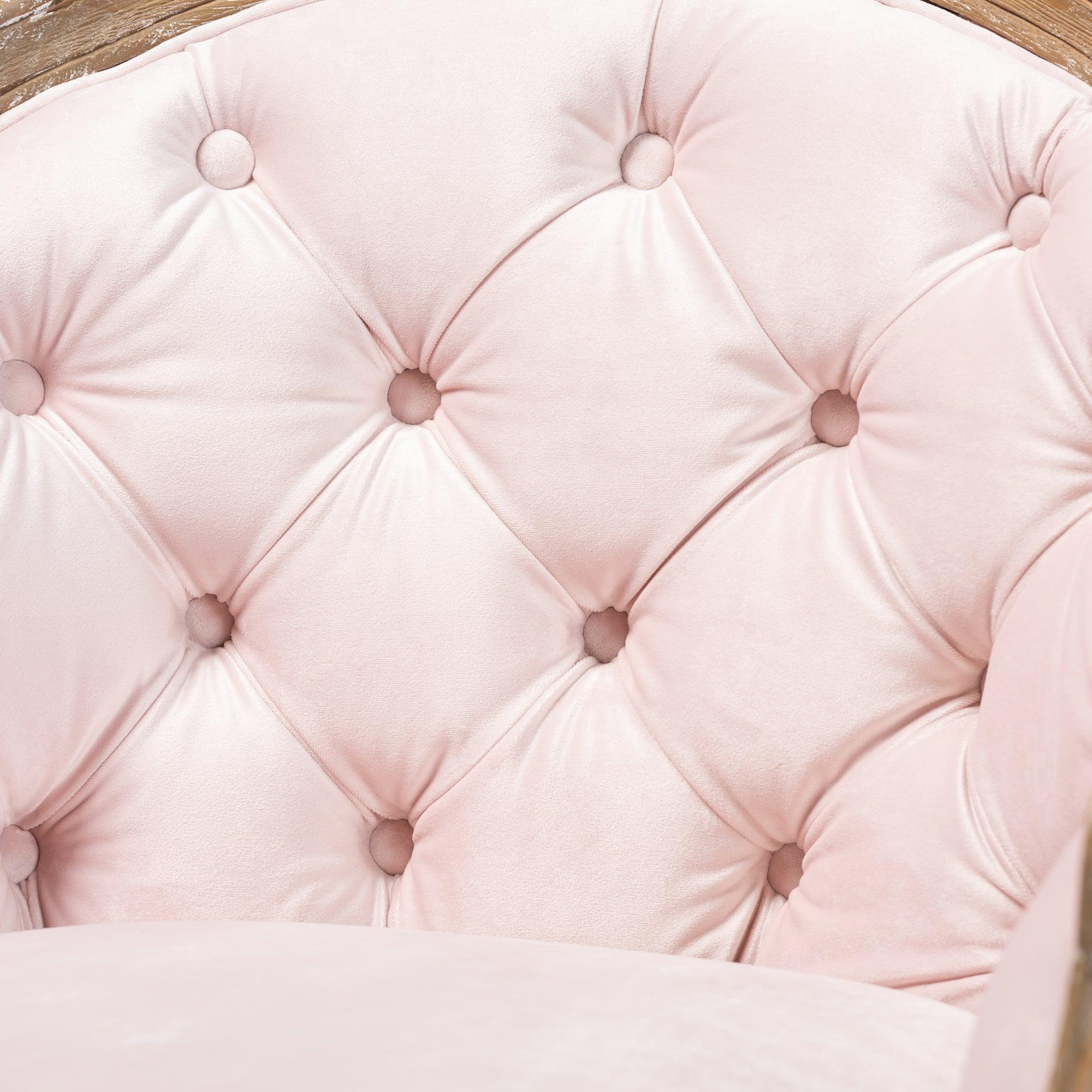 Genevieve Traditional French Provincial Light Velvet Upholstered -Washed Wood Armchair