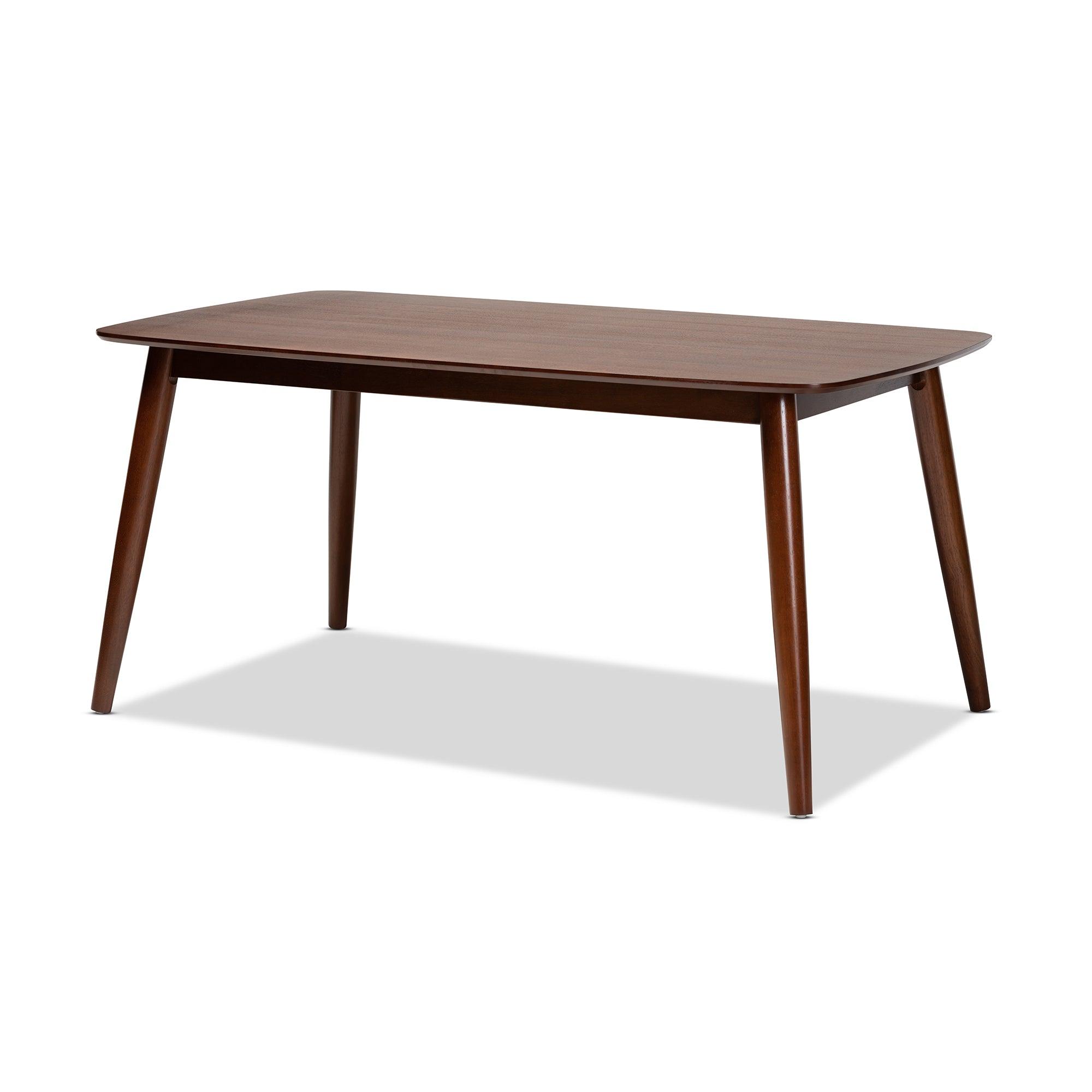 Amato Mid-Century Modern Light Fabric Upholstered Finished Wood 5-Piece Dining Set