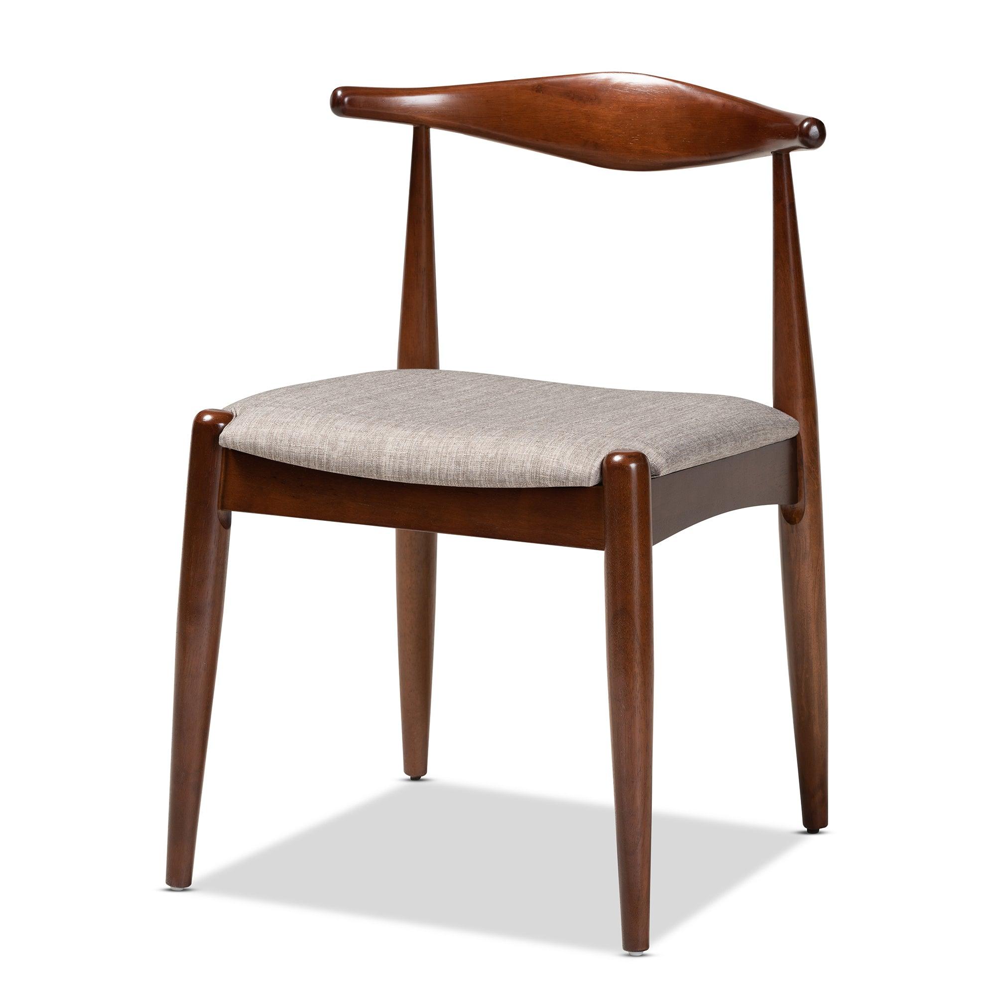 Amato Mid-Century Modern Light Fabric Upholstered Finished Wood 6-Piece Dining Set