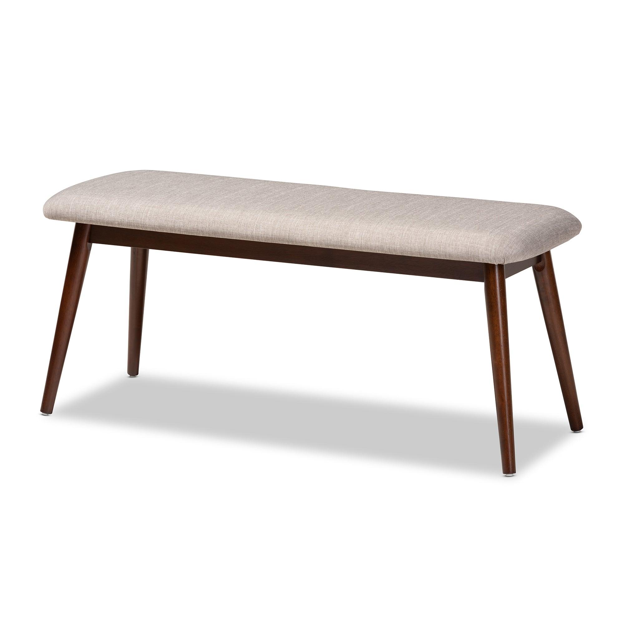 Amato Mid-Century Modern Light Fabric Upholstered Finished Wood 6-Piece Dining Set