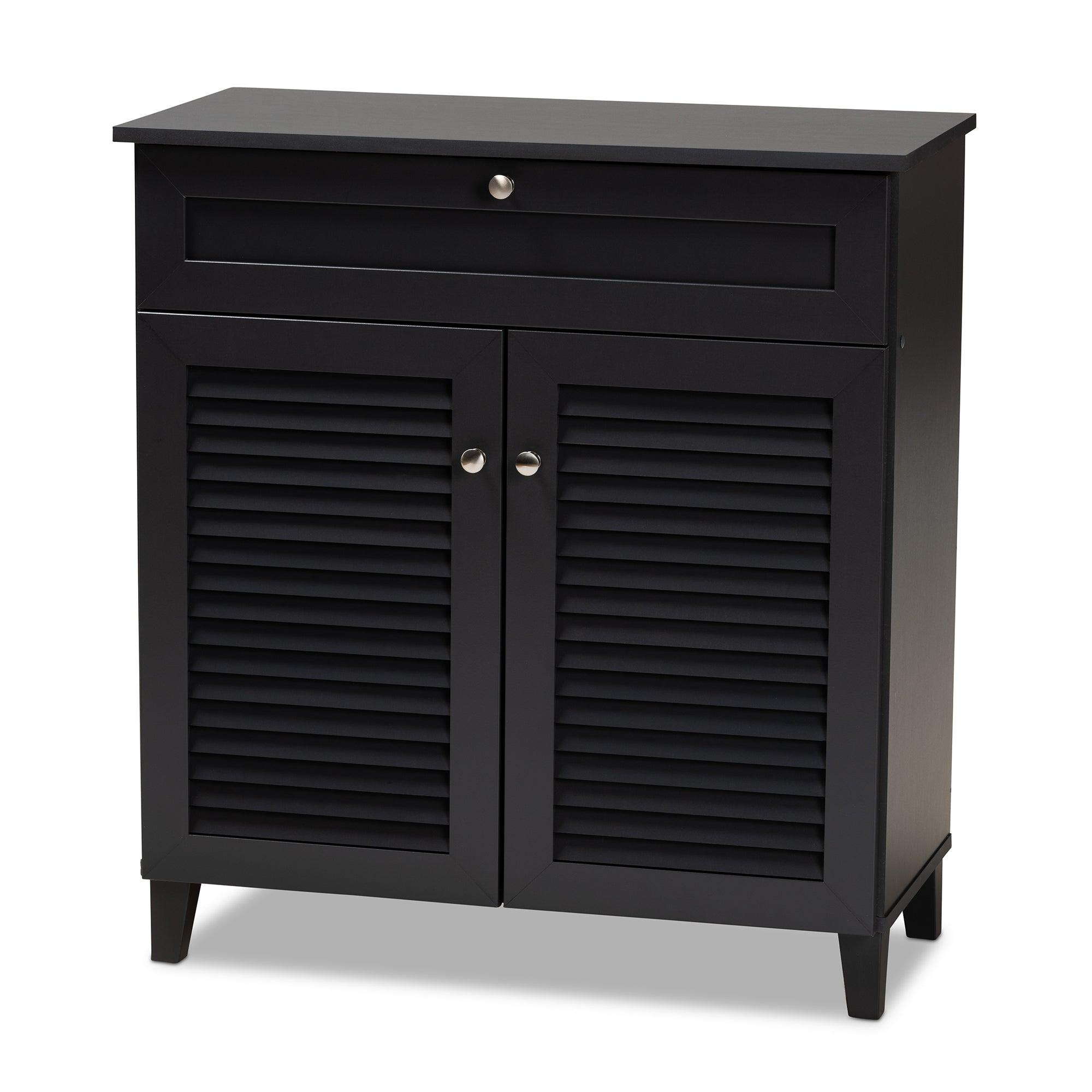 Coolidge Modern and Contemporary Dark Finished 4-Shelf Wood Shoe Storage Cabinet