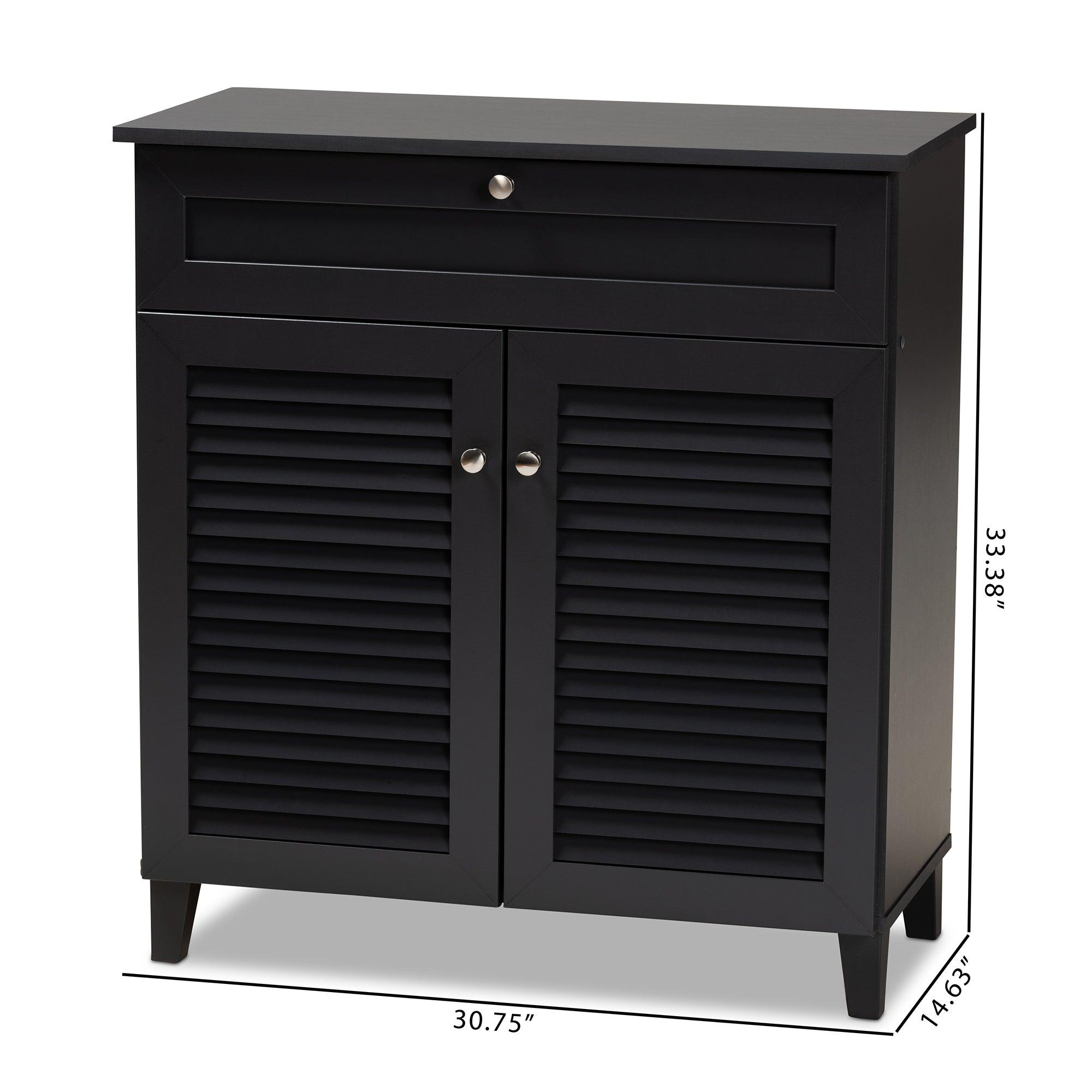 Coolidge Modern and Contemporary Dark Finished 4-Shelf Wood Shoe Storage Cabinet