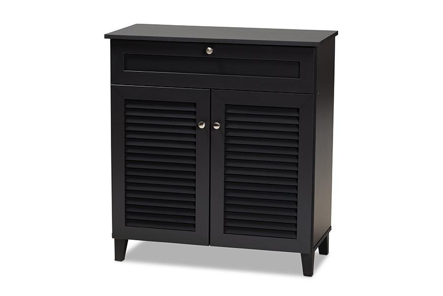 Coolidge Modern and Contemporary Dark Finished 4-Shelf Wood Shoe Storage Cabinet