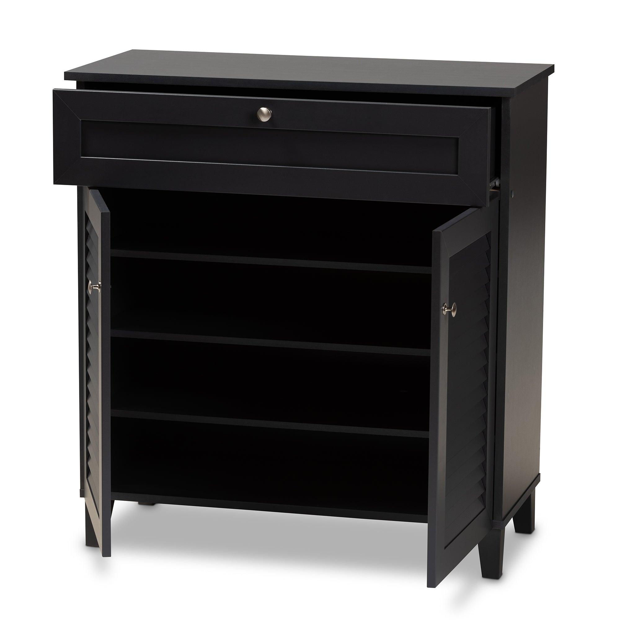 Coolidge Modern and Contemporary Dark Finished 4-Shelf Wood Shoe Storage Cabinet