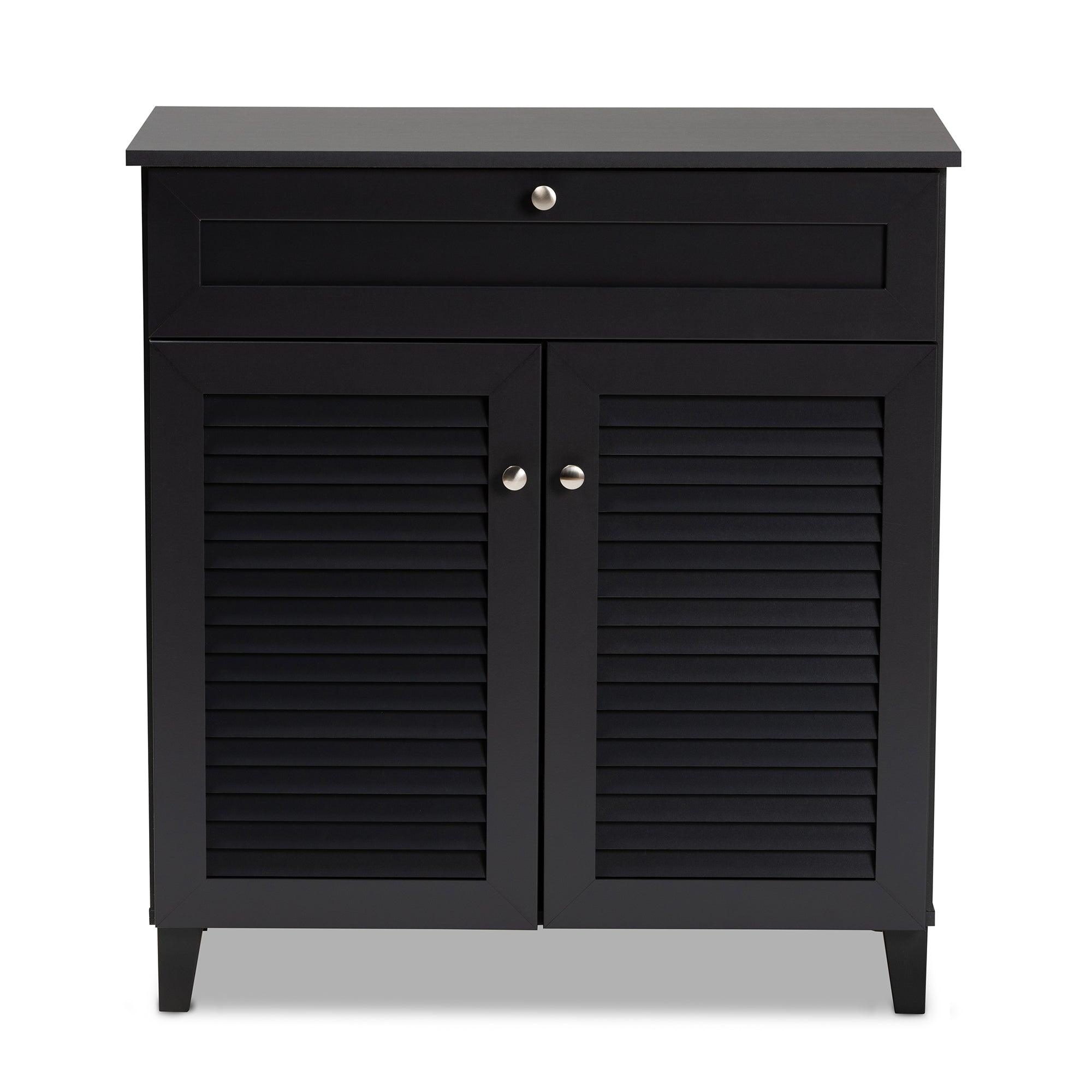 Coolidge Modern and Contemporary Dark Finished 4-Shelf Wood Shoe Storage Cabinet