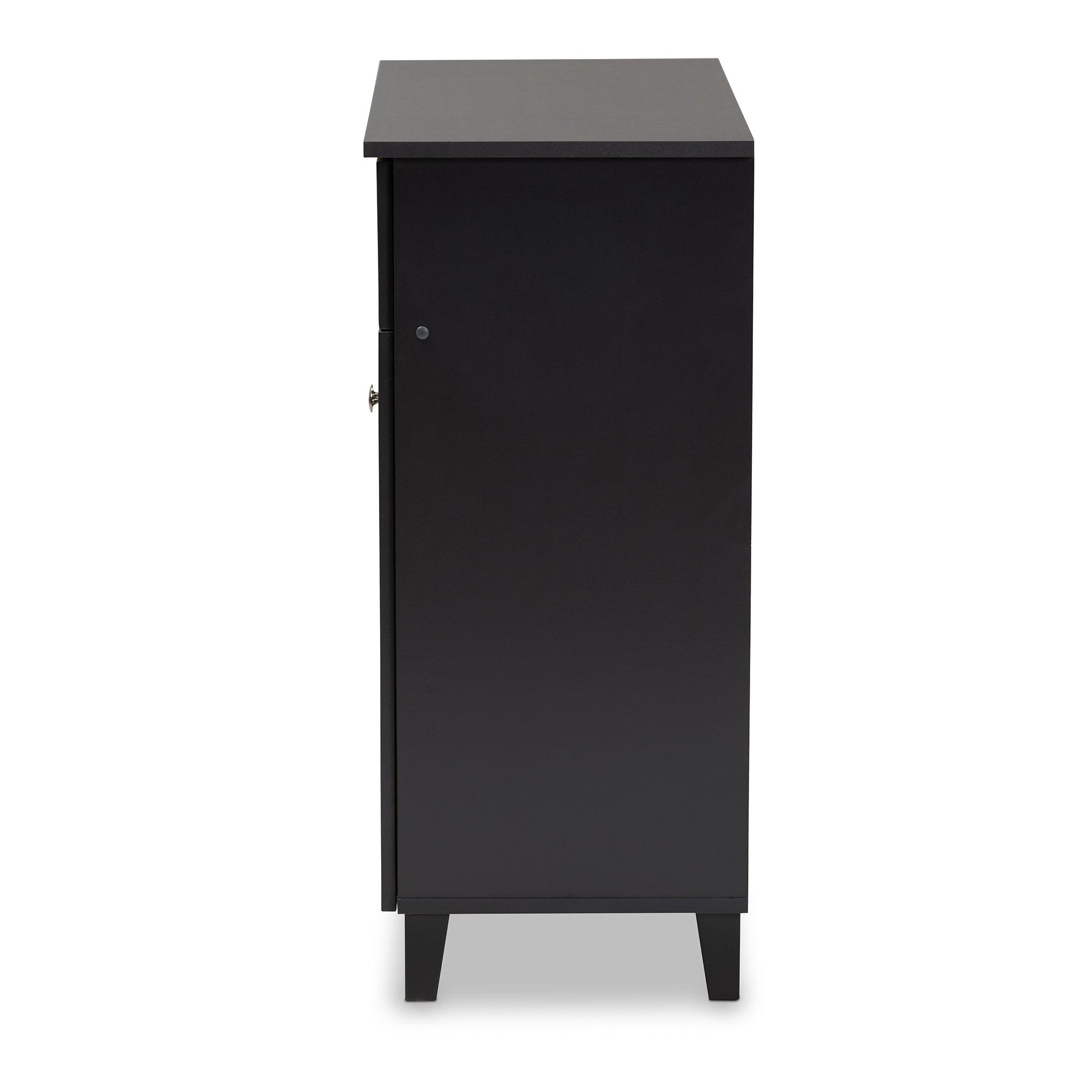 Coolidge Modern and Contemporary Dark Finished 4-Shelf Wood Shoe Storage Cabinet