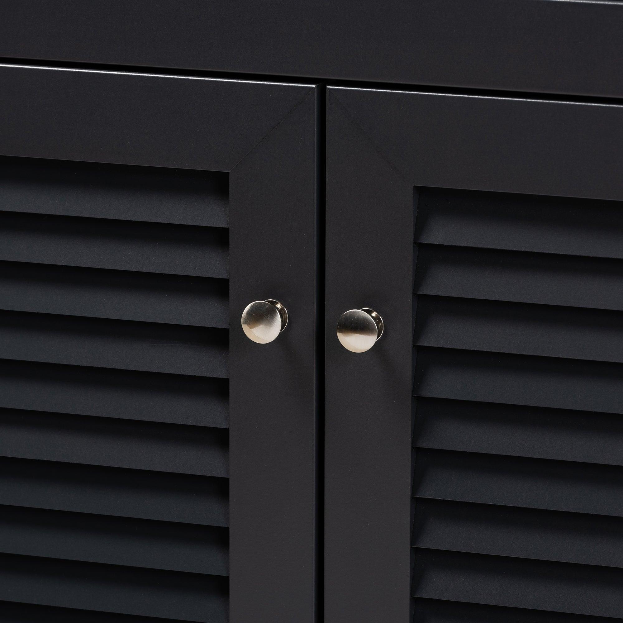 Coolidge Modern and Contemporary Dark Finished 4-Shelf Wood Shoe Storage Cabinet