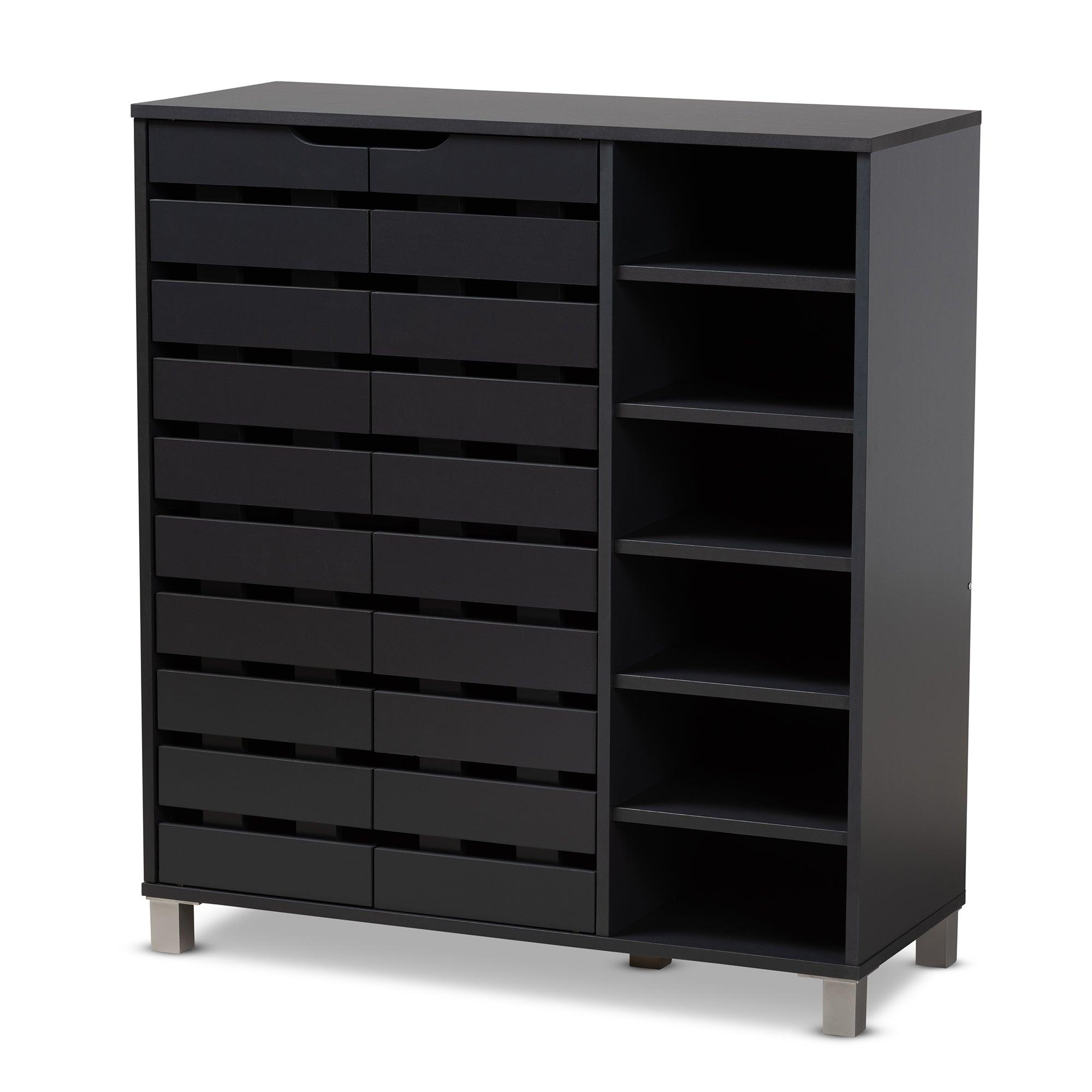 Shirley Modern and Contemporary Dark Finished 2-Door Wood Shoe Storage Cabinet