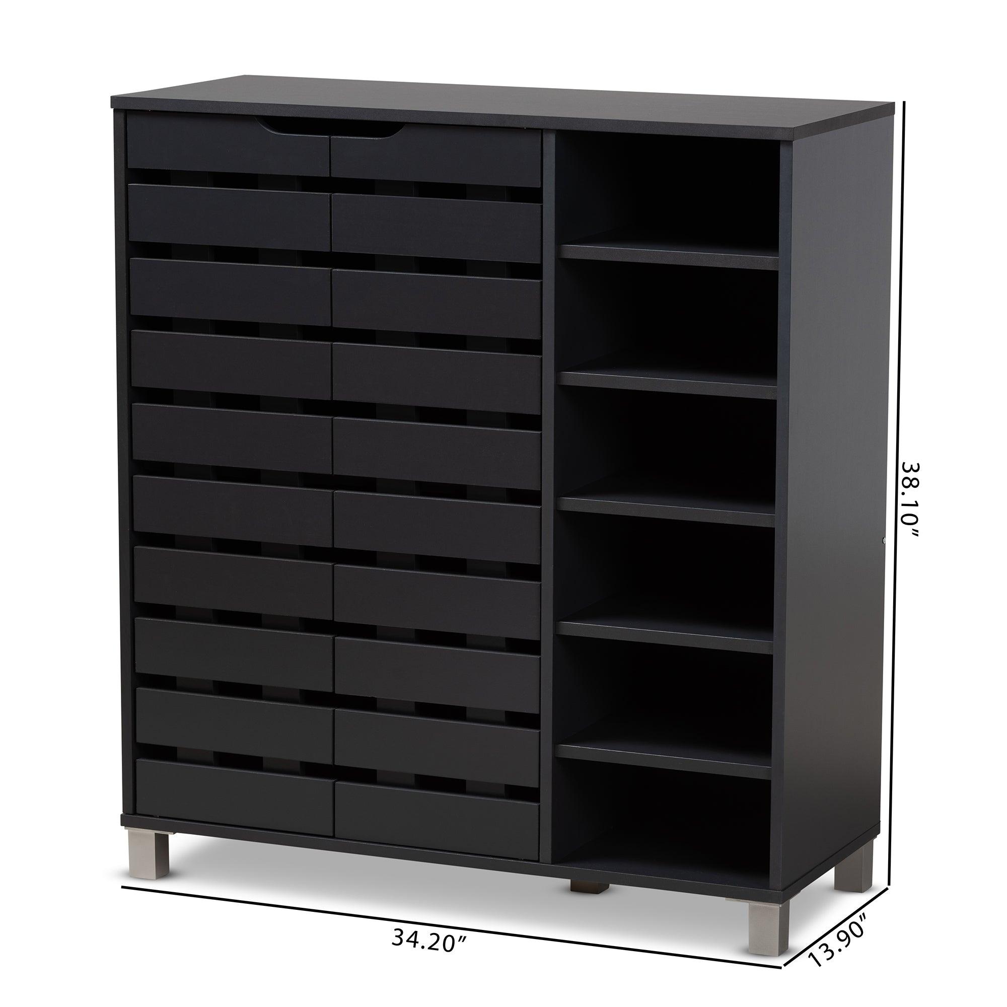 Shirley Modern and Contemporary Dark Finished 2-Door Wood Shoe Storage Cabinet