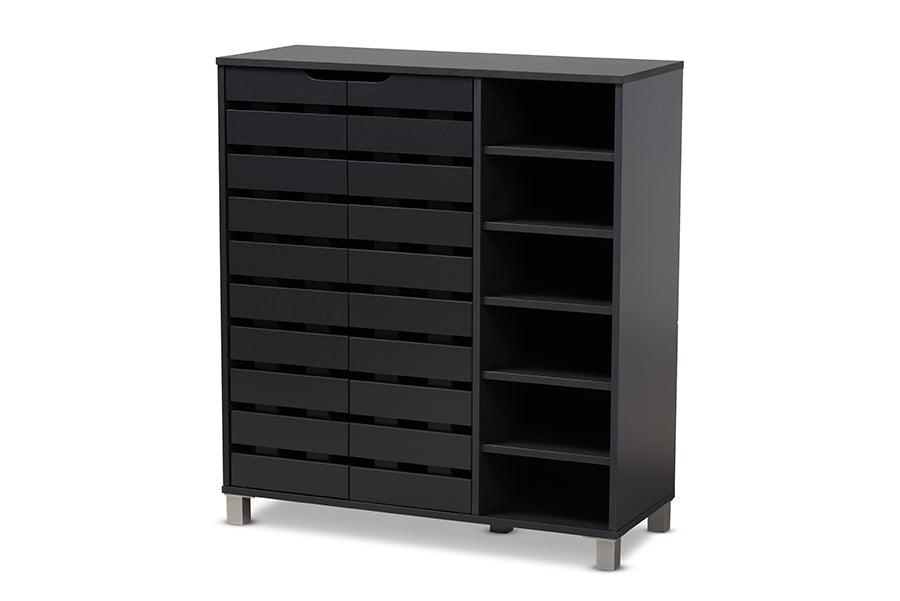 Shirley Modern and Contemporary Dark Finished 2-Door Wood Shoe Storage Cabinet