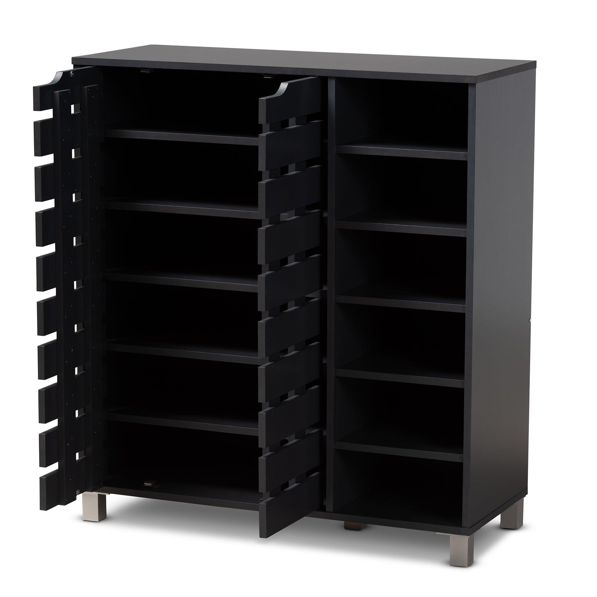 Shirley Modern and Contemporary Dark Finished 2-Door Wood Shoe Storage Cabinet