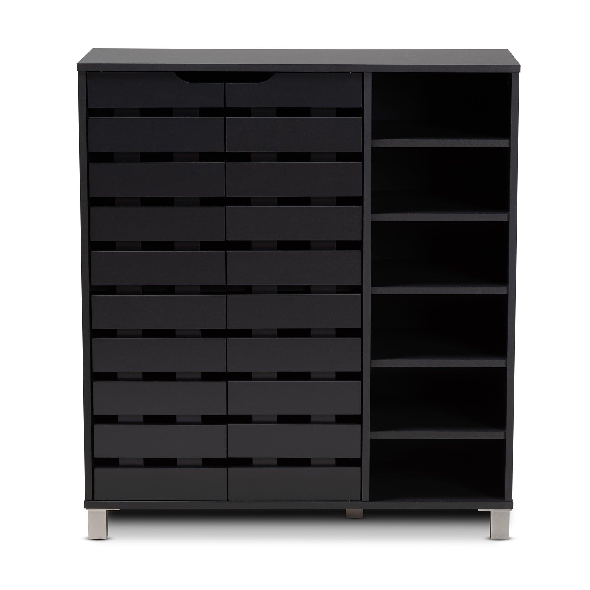Shirley Modern and Contemporary Dark Finished 2-Door Wood Shoe Storage Cabinet