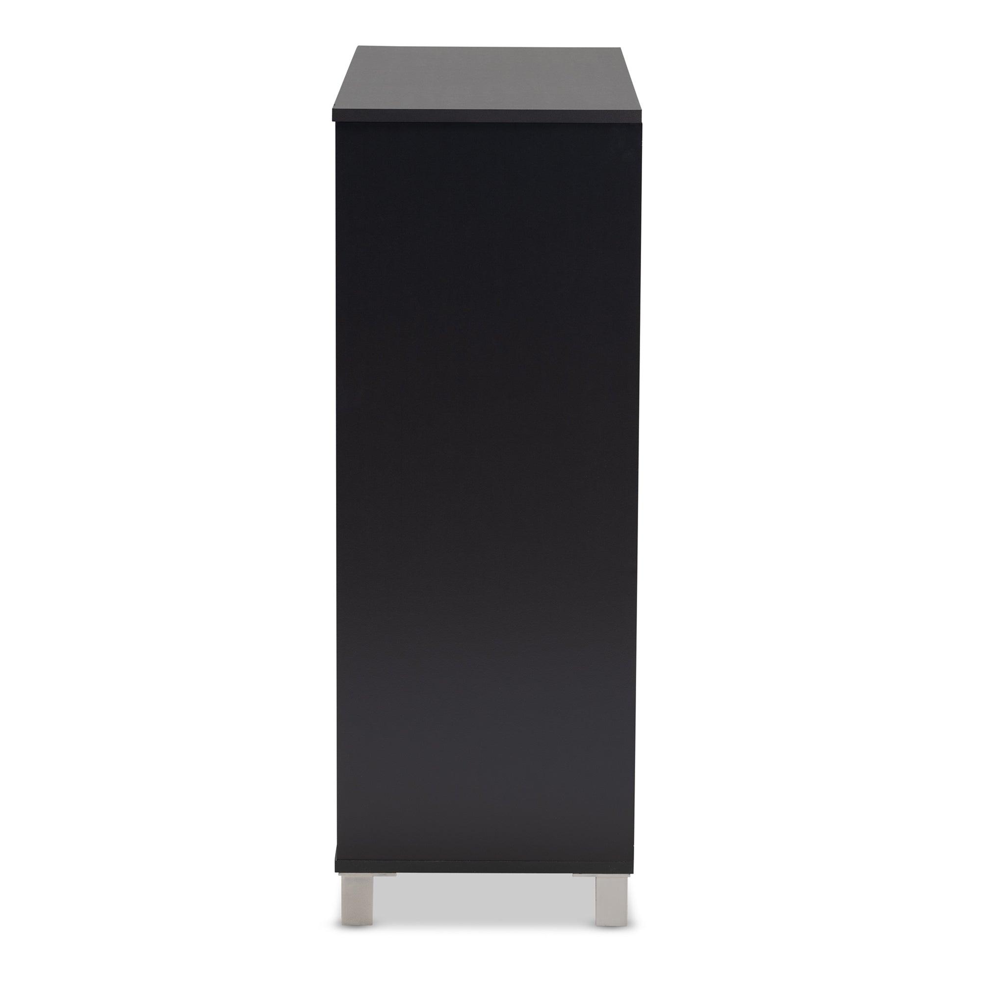 Shirley Modern and Contemporary Dark Finished 2-Door Wood Shoe Storage Cabinet