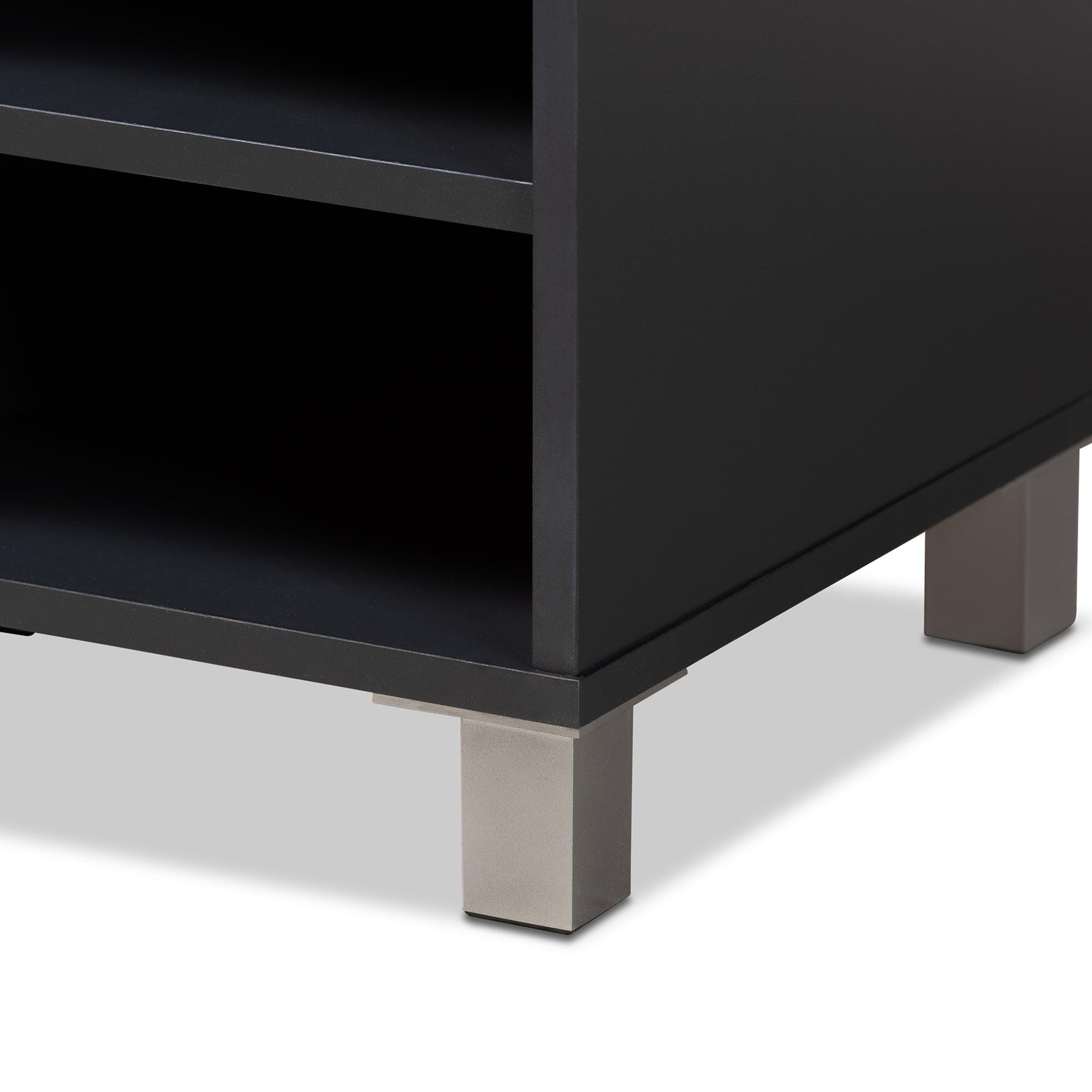 Shirley Modern and Contemporary Dark Finished 2-Door Wood Shoe Storage Cabinet