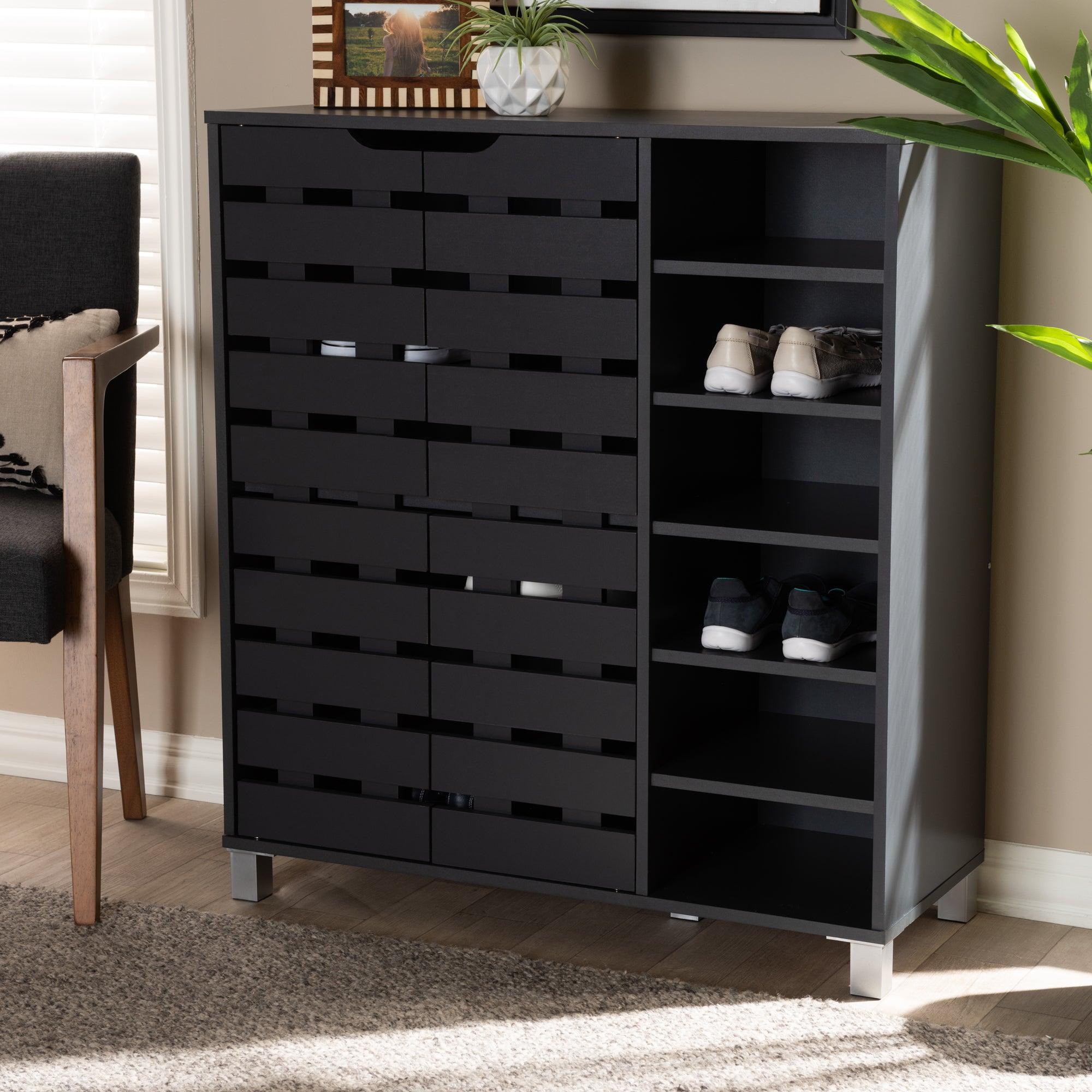 Shirley Modern and Contemporary Dark Finished 2-Door Wood Shoe Storage Cabinet
