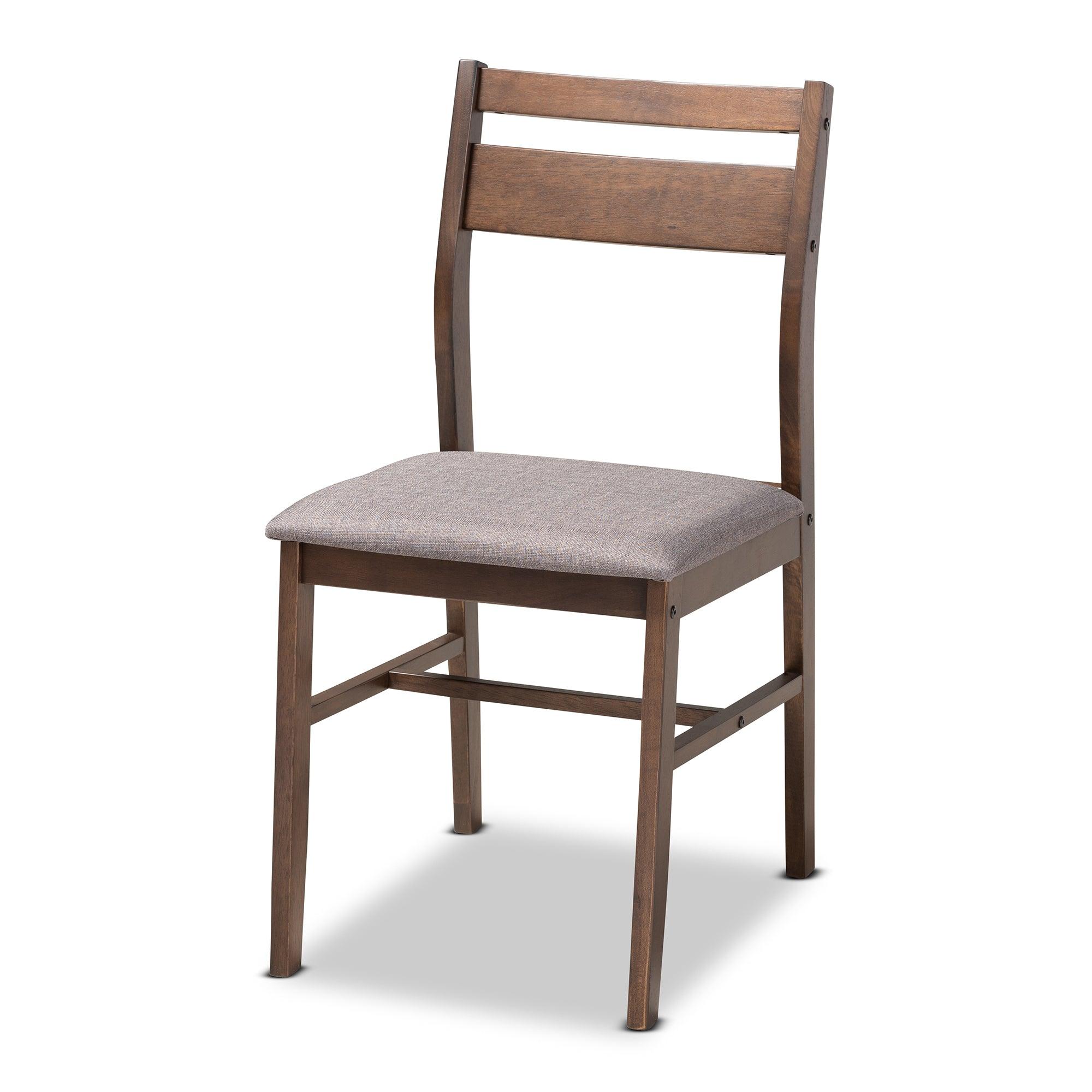 Lovy Modern and Contemporary Fabric Upholstered Dark -Finished 5-Piece Wood Dining Set