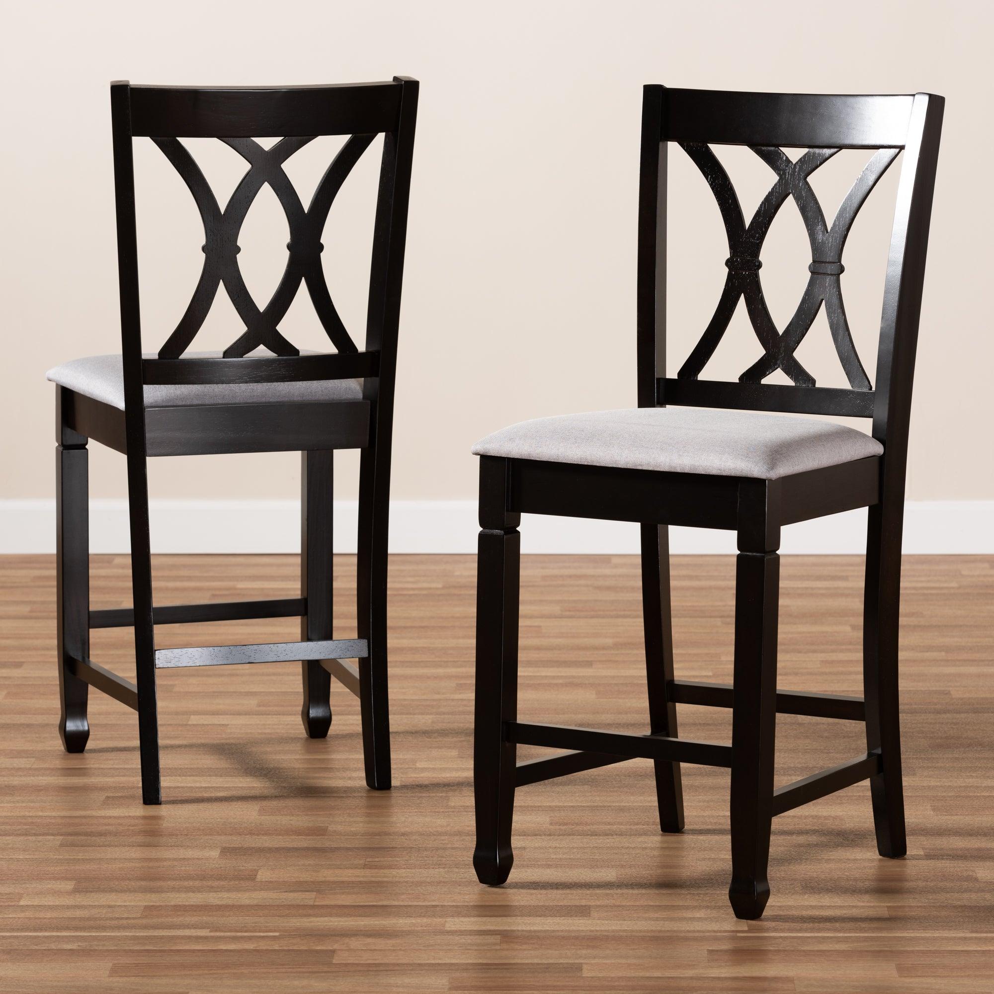 Reneau Modern and Contemporary Fabric Upholstered Espresso Finished Wood Counter Height Pub Chair Set of 2