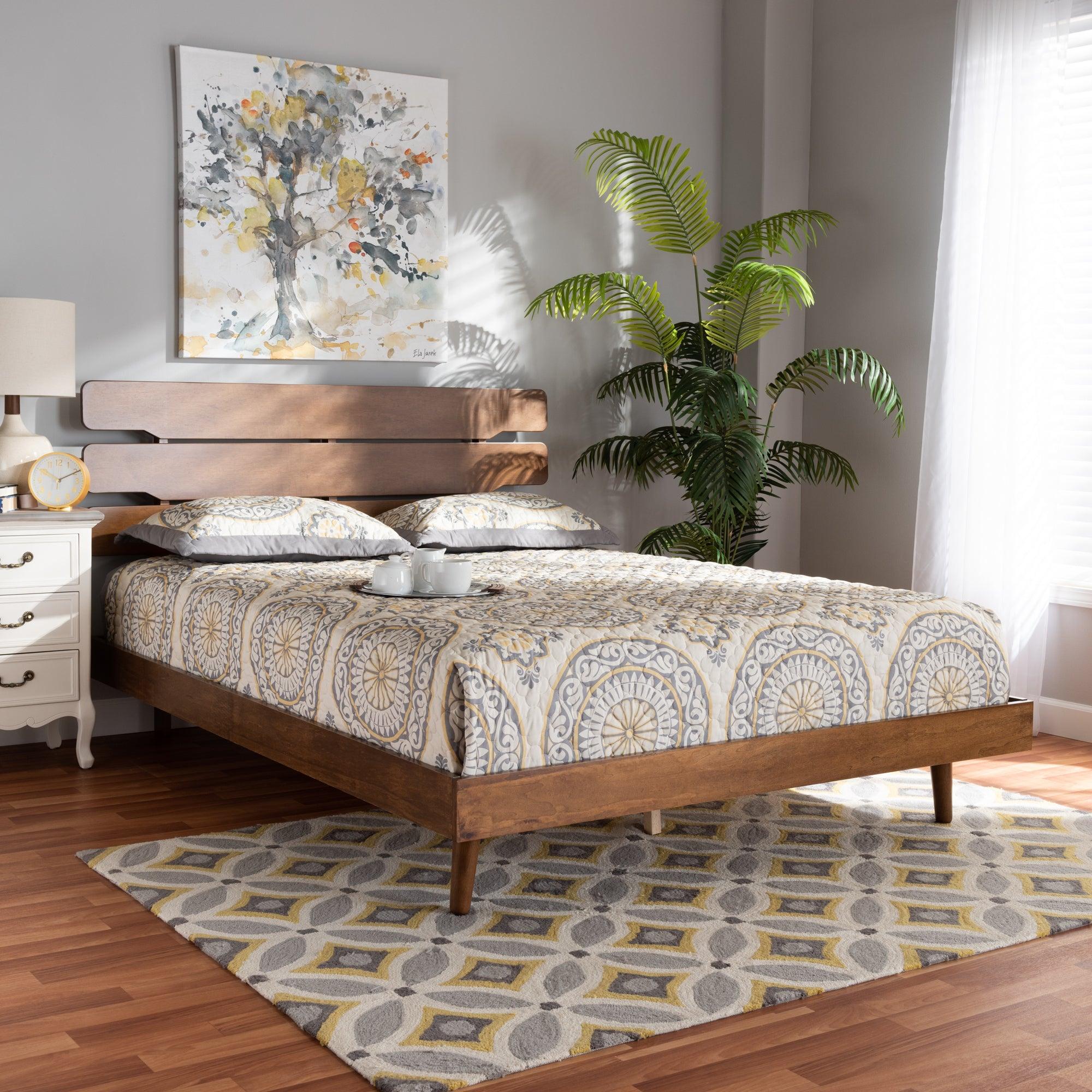 Anzia Mid-Century Modern Finished Wood Platform bed