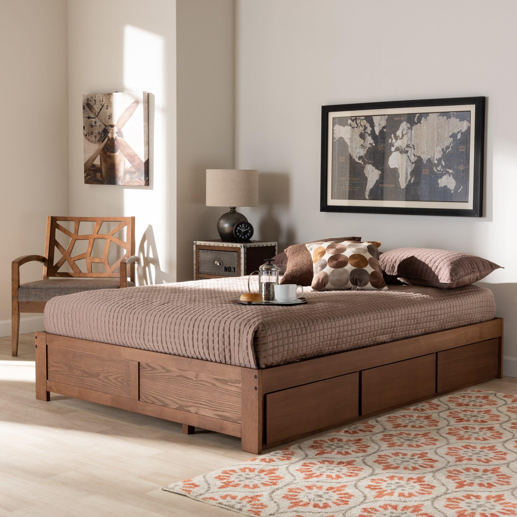 Wren Modern and Contemporary Finished 3-Drawer Platform Storage Bed