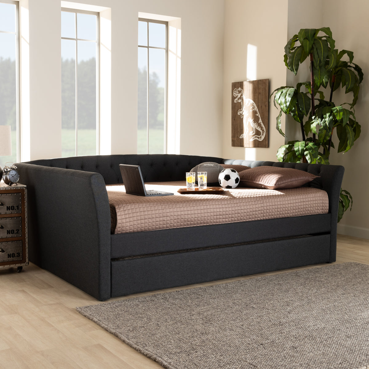 Delora Modern and Contemporary Fabric Upholstered Daybed