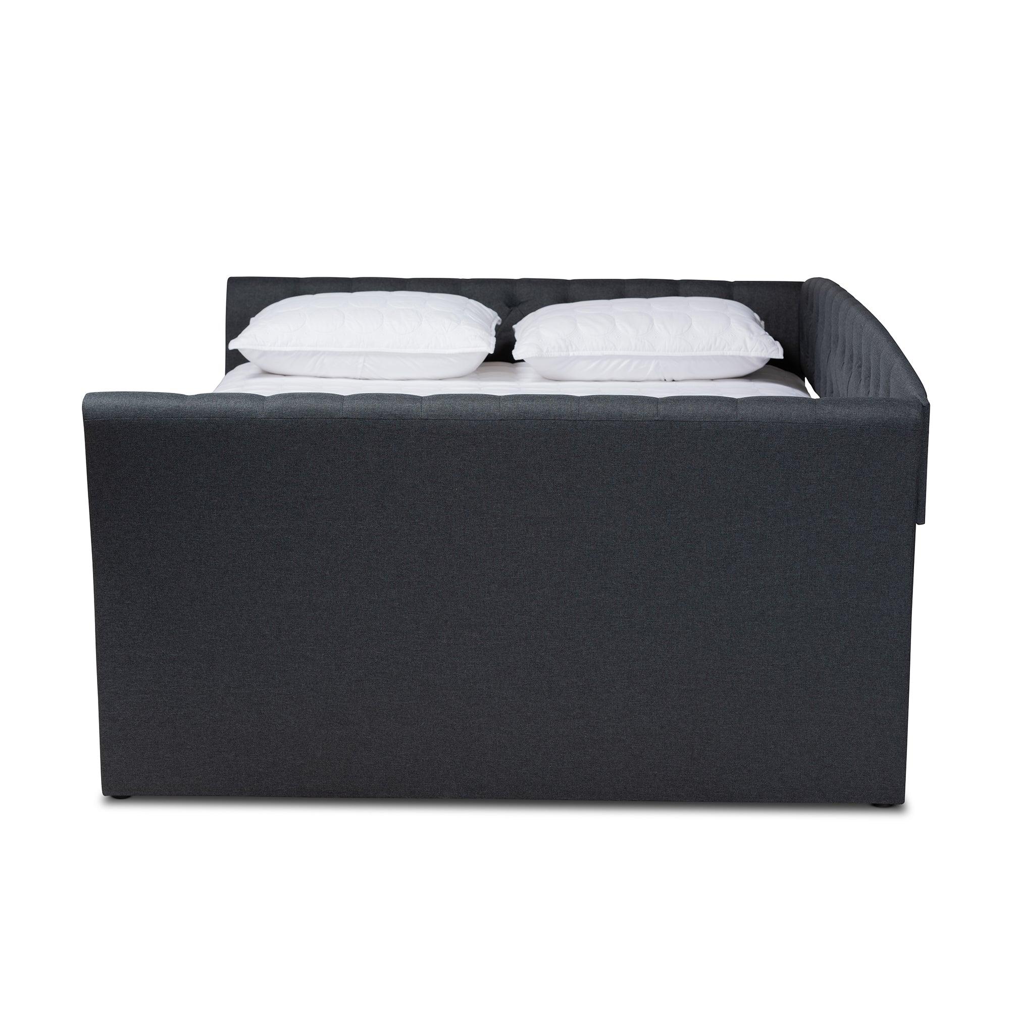 Delora Modern and Contemporary Dark Fabric Upholstered Daybed