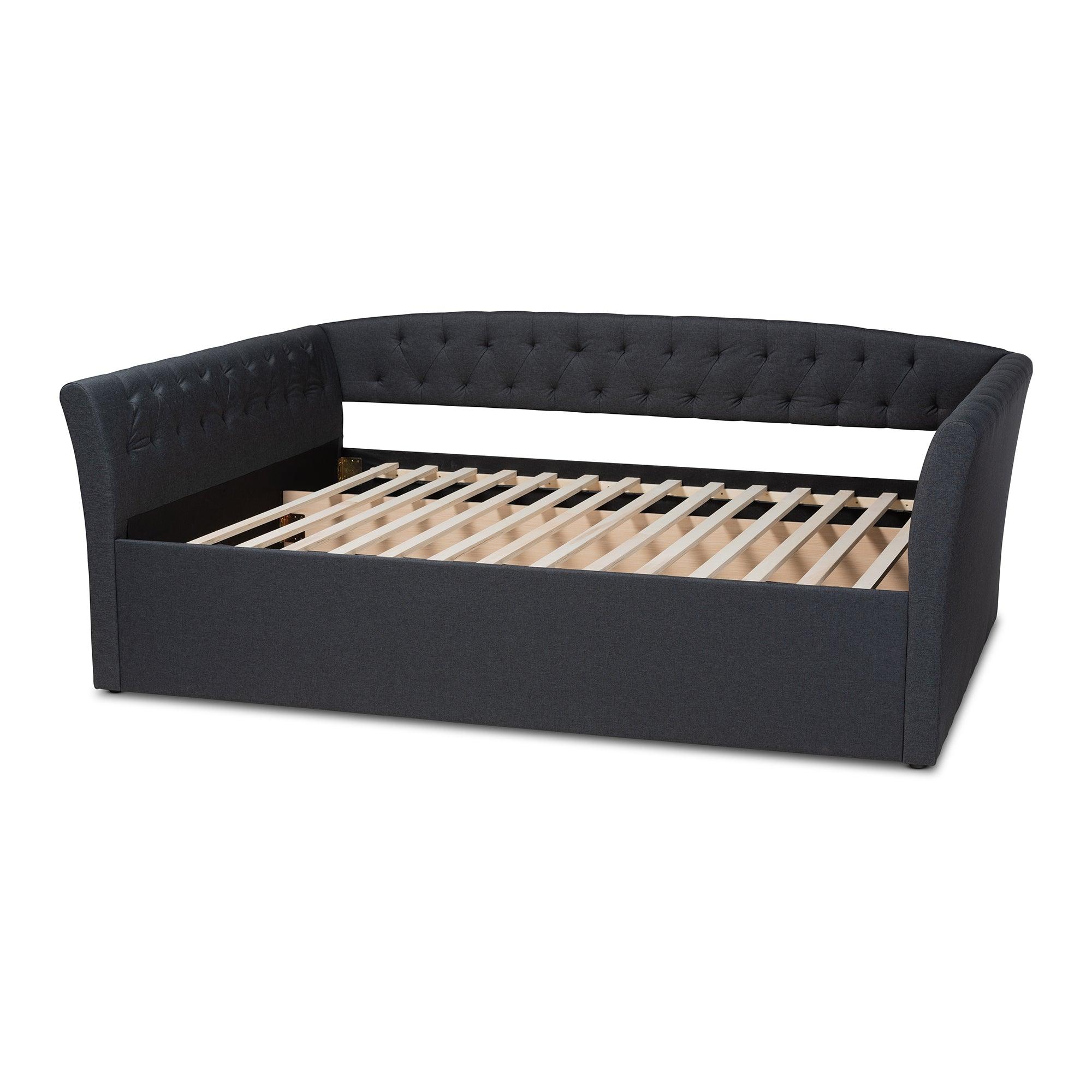 Delora Modern and Contemporary Dark Fabric Upholstered Daybed