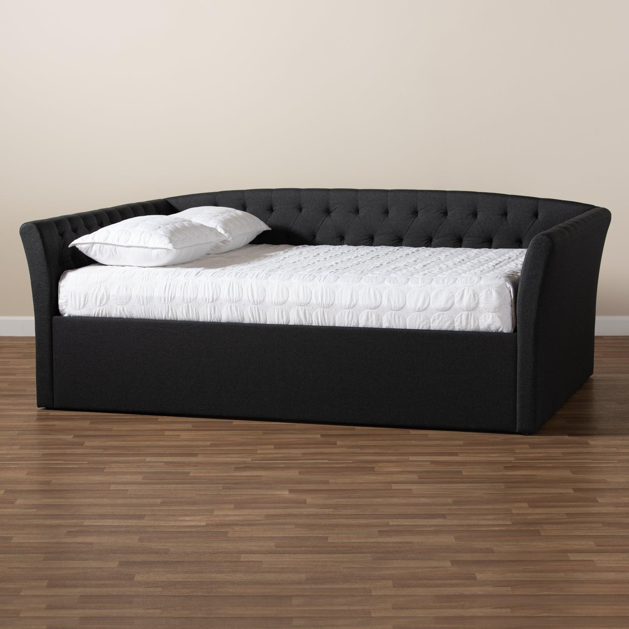 Delora Modern and Contemporary Dark Fabric Upholstered Daybed