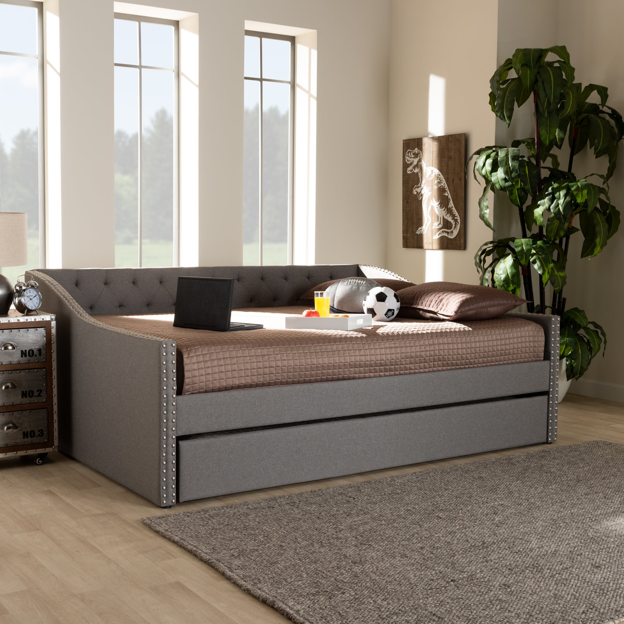 Haylie Modern and Contemporary Fabric Upholstered Daybed