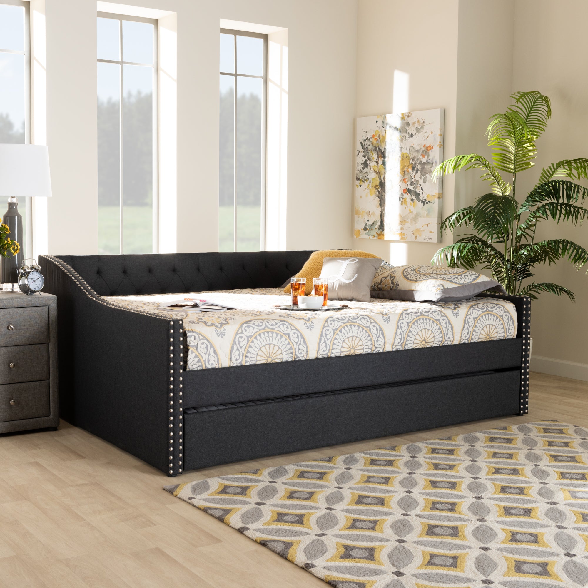 Haylie Modern and Contemporary Fabric Upholstered Daybed