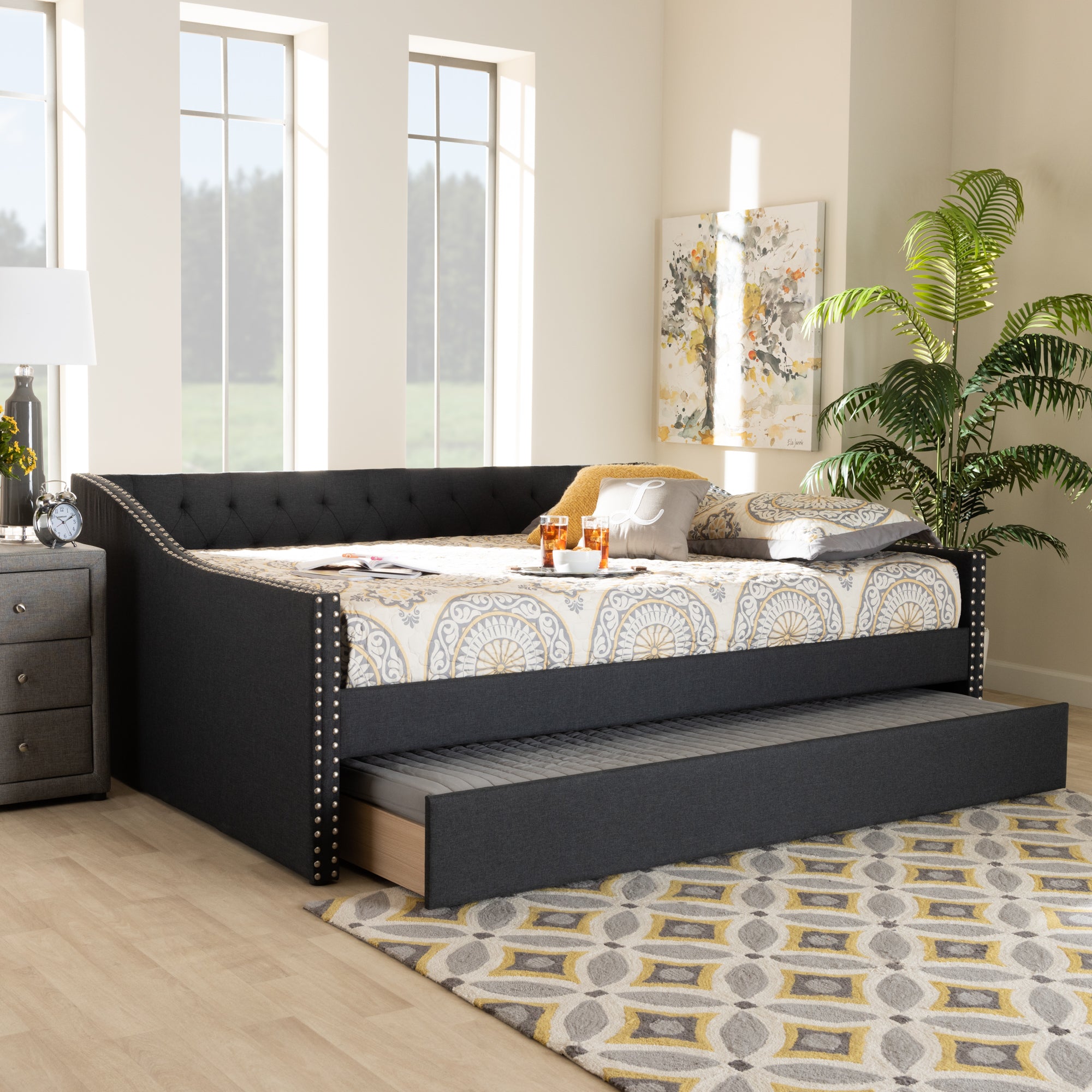 Haylie Modern and Contemporary Fabric Upholstered Daybed
