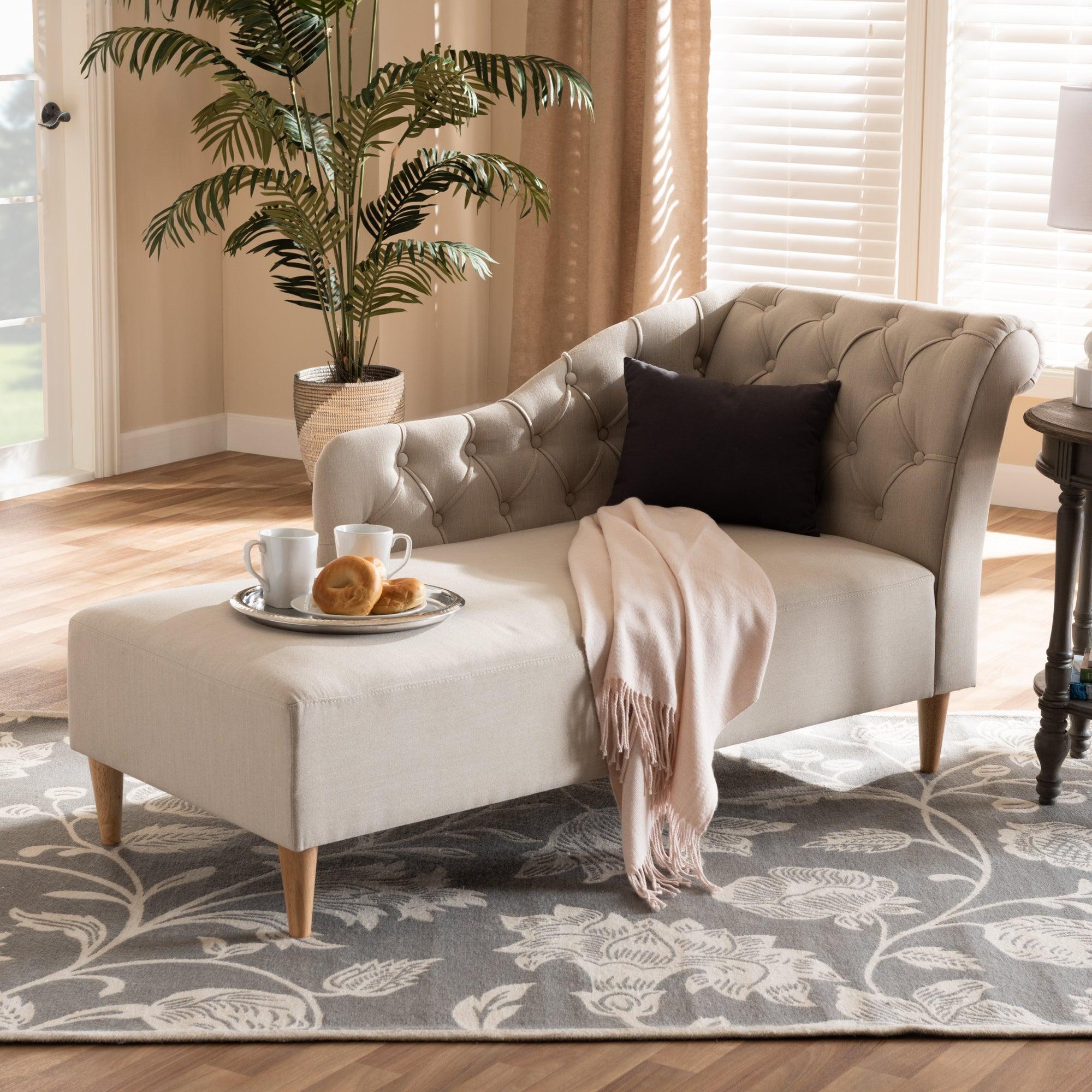 Emeline Modern and Contemporary Fabric Upholstered Finished Chaise Lounge