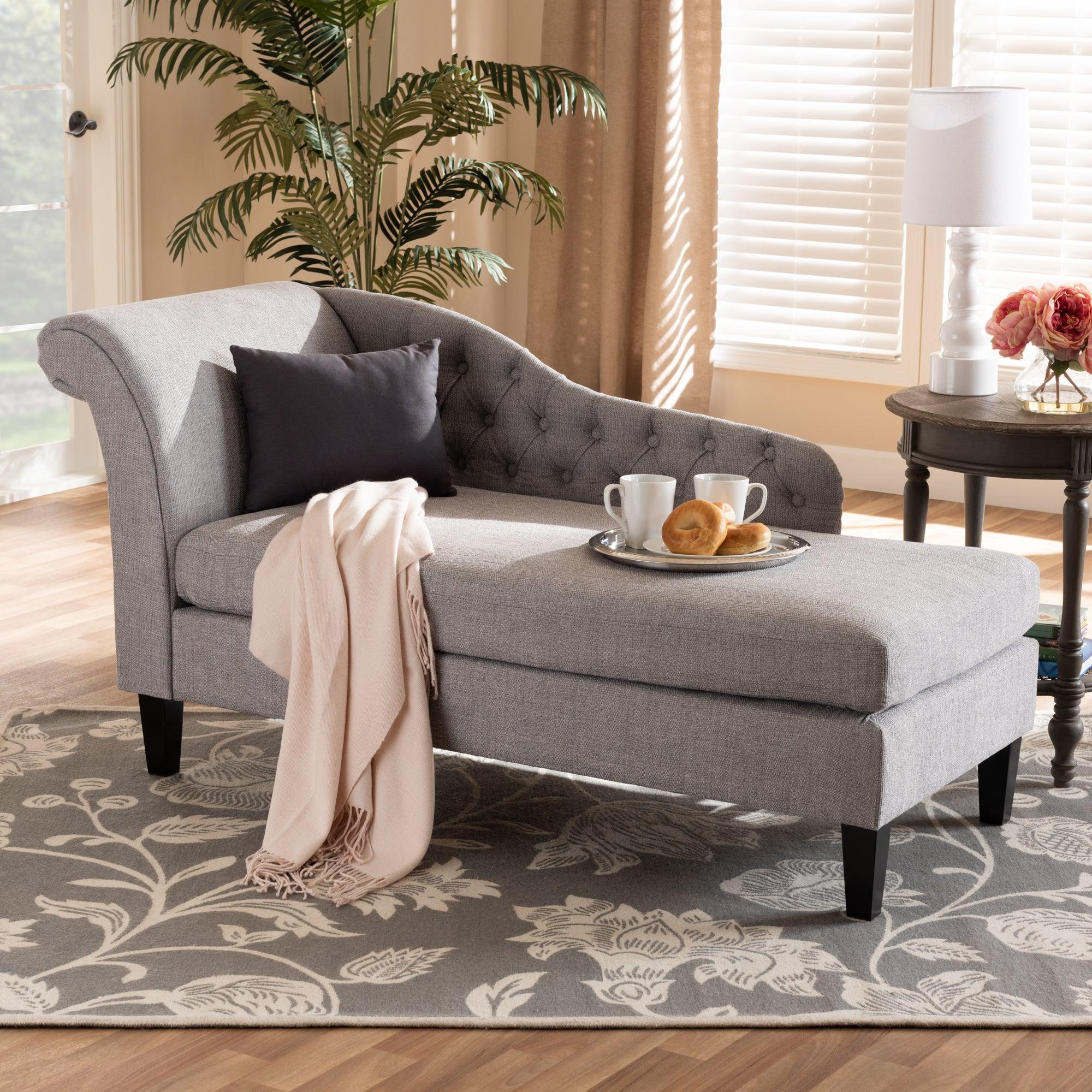 Florent Modern and Contemporary Fabric Upholstered Finished Chaise Lounge