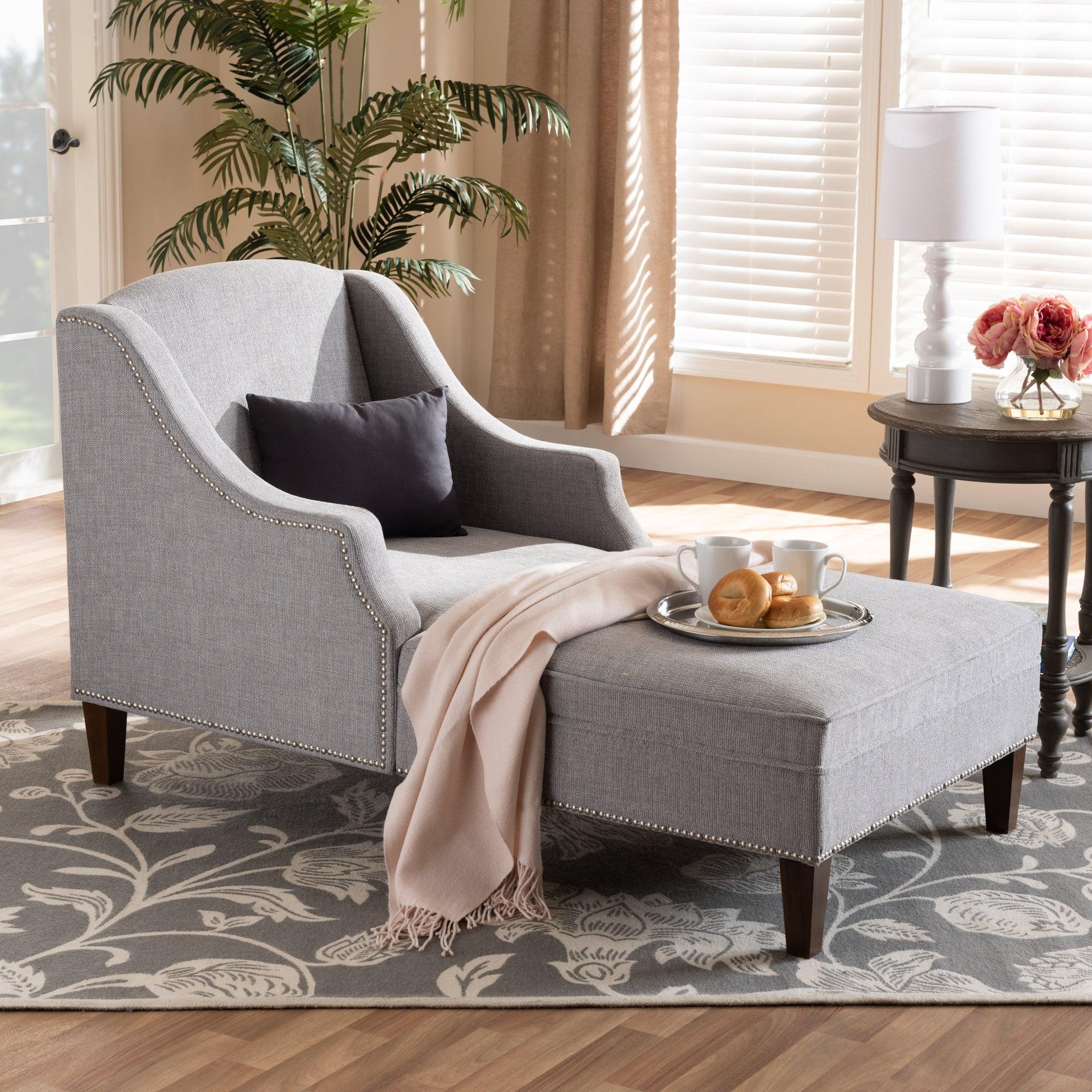 Leonie Modern and Contemporary Fabric Upholstered Finished Chaise Lounge
