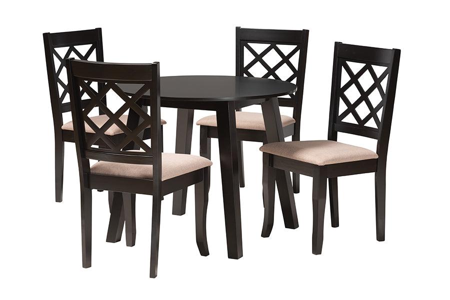 Lexi Modern Fabric and Finished Wood 5-Piece Dining Set