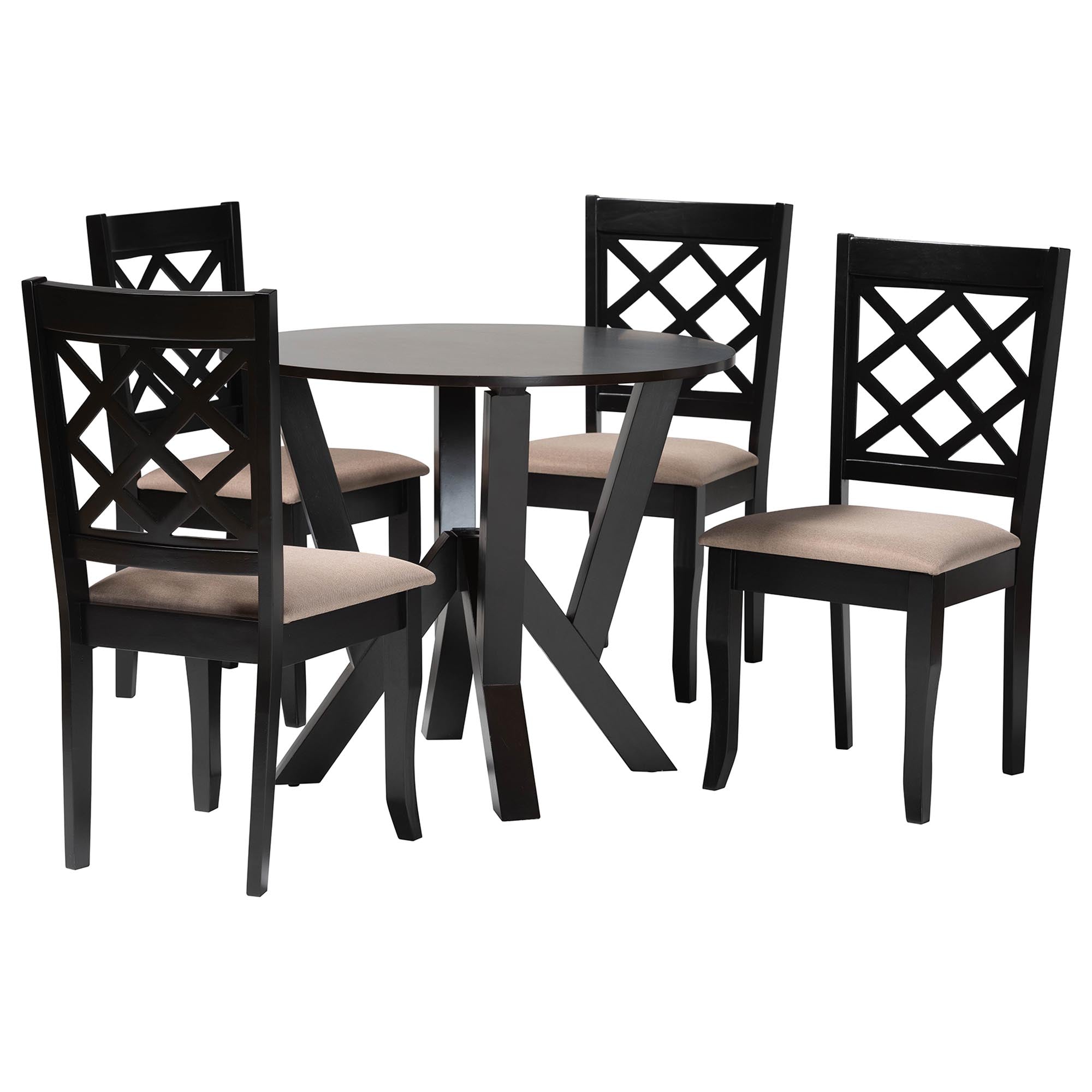 Adina Modern Sand Fabric and Wood 5-Piece Dining Set
