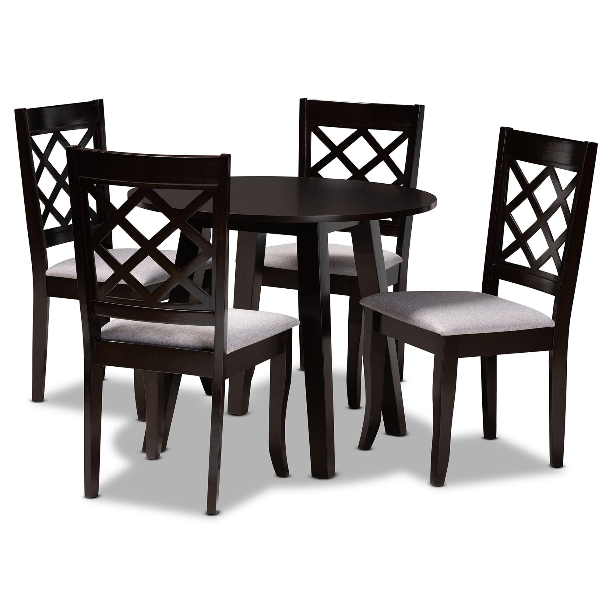 Daisy Modern and Contemporary Fabric Upholstered and Finished Wood 5-Piece Dining Set